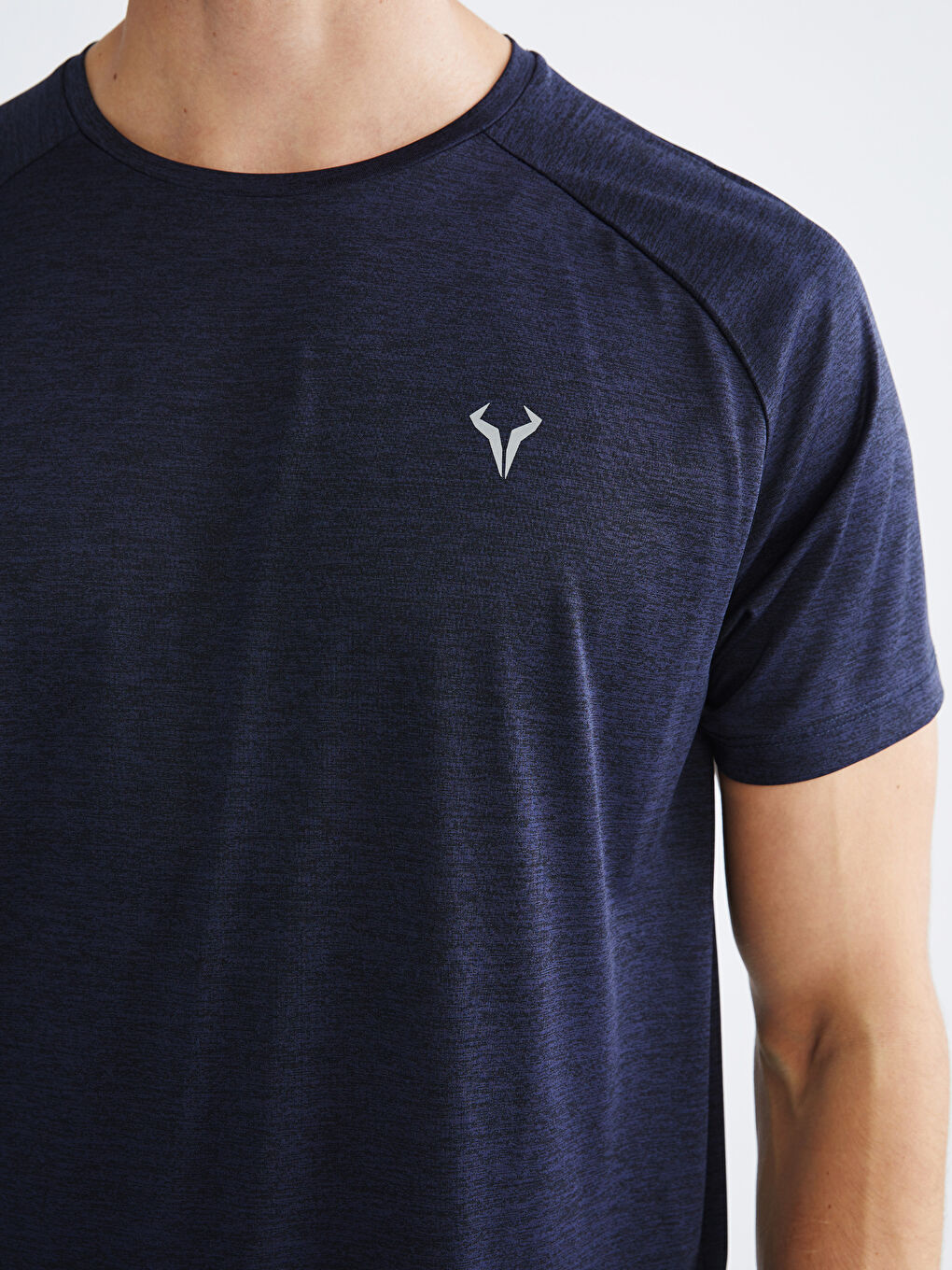 Lacivert Bisiklet Yaka Erkek Spor Tişört-2