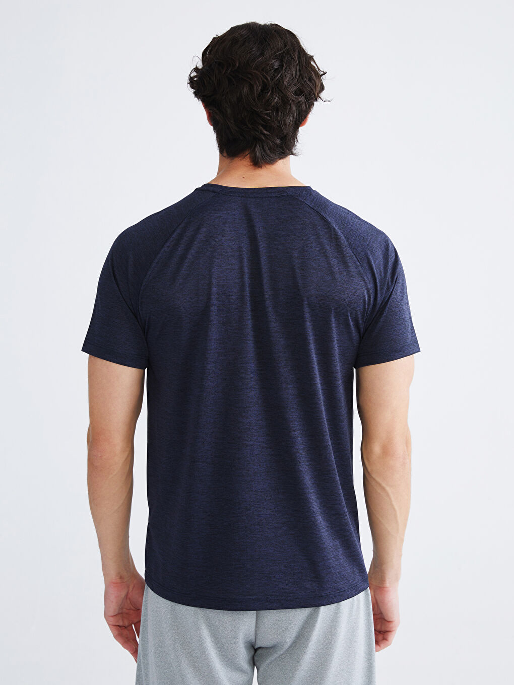 Lacivert Bisiklet Yaka Erkek Spor Tişört-3