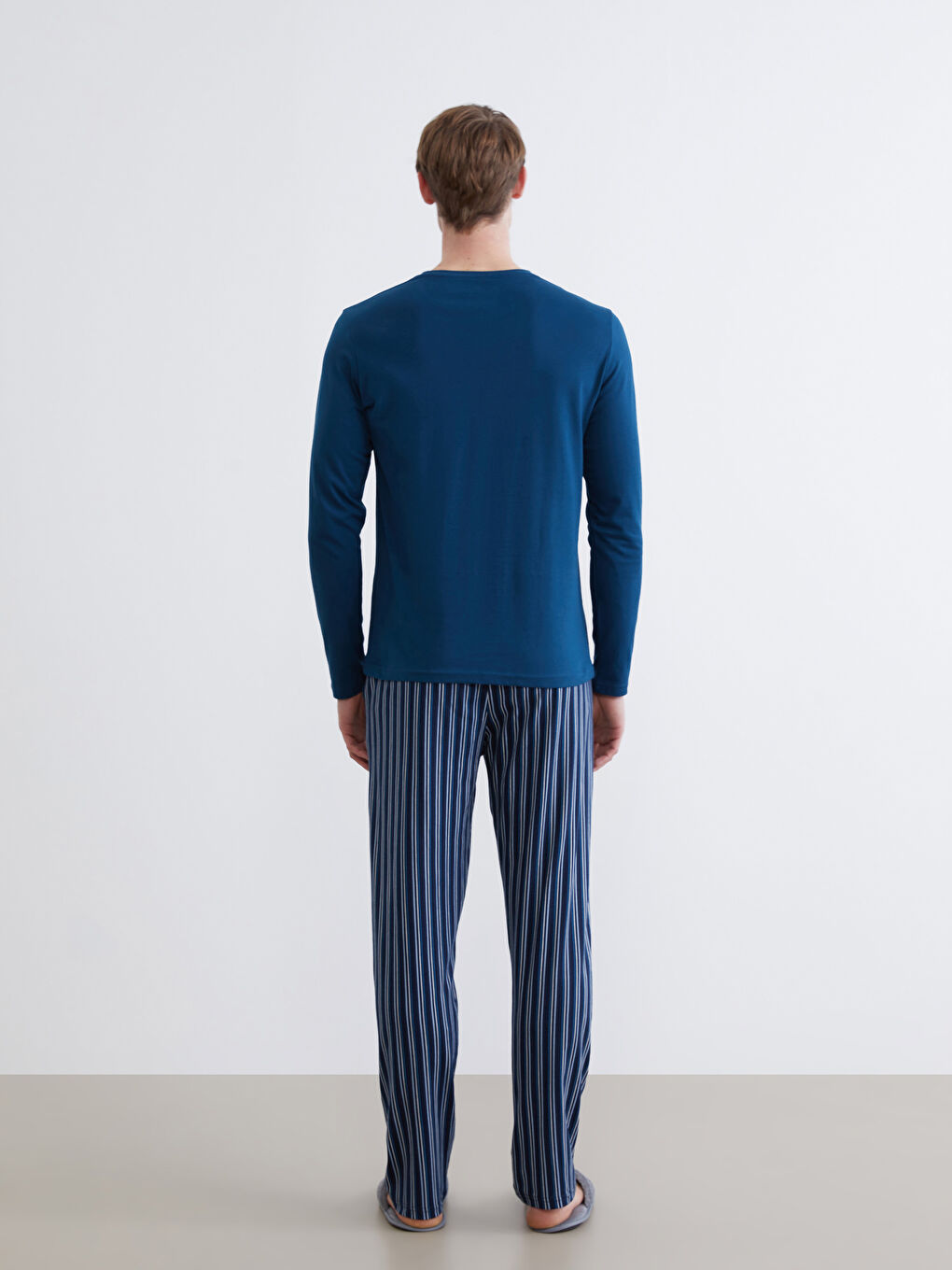 Lacivert Standart Kalıp Çizgili Erkek Pijama Altı-1