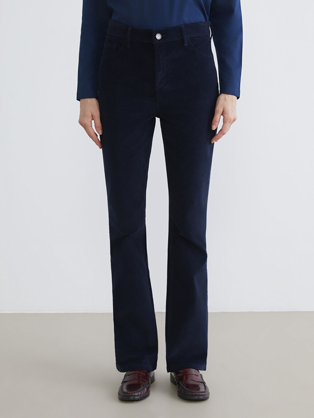 Slim Fit Velvet Women's Trousers-1