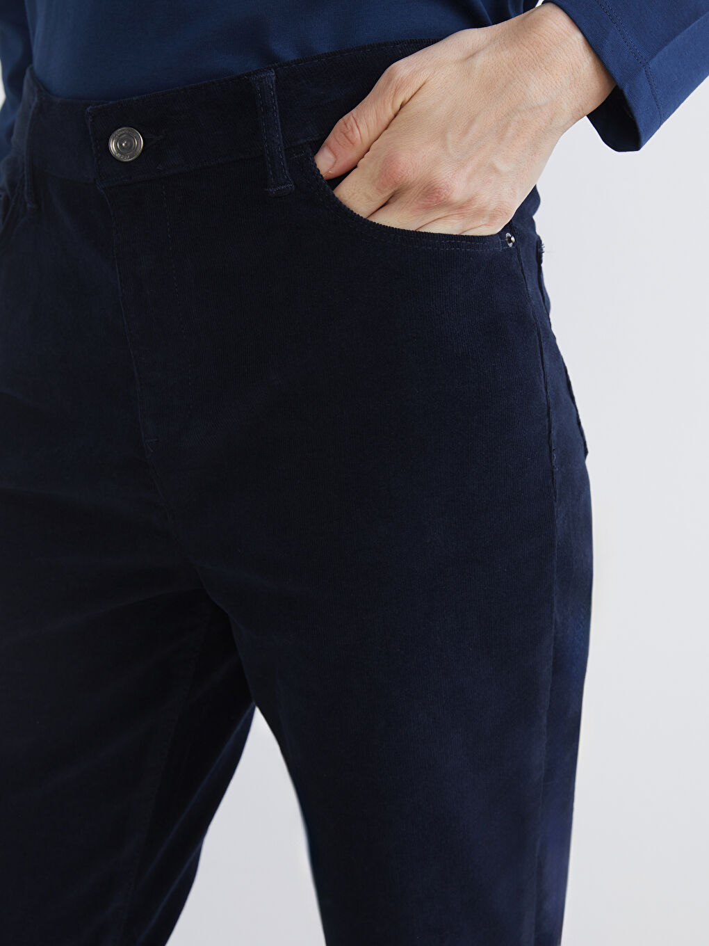 Slim Fit Velvet Women's Trousers-2