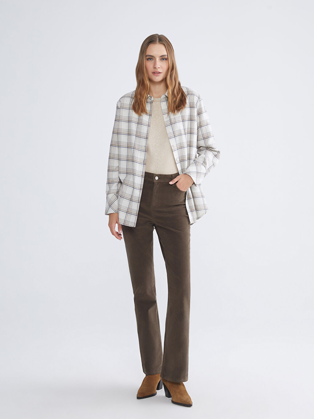 Slim Fit Velvet Women's Trousers