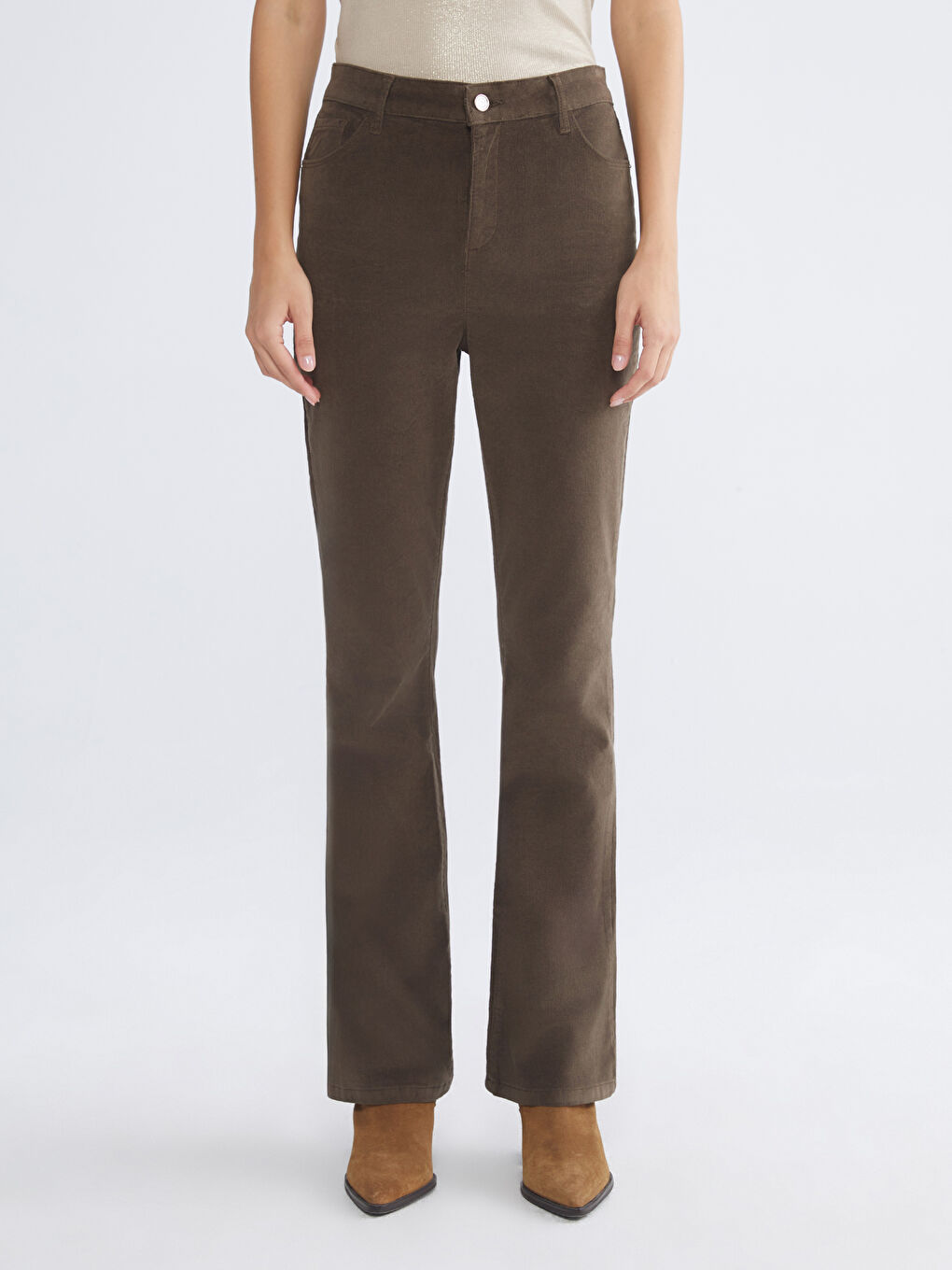 Slim Fit Velvet Women's Trousers-1