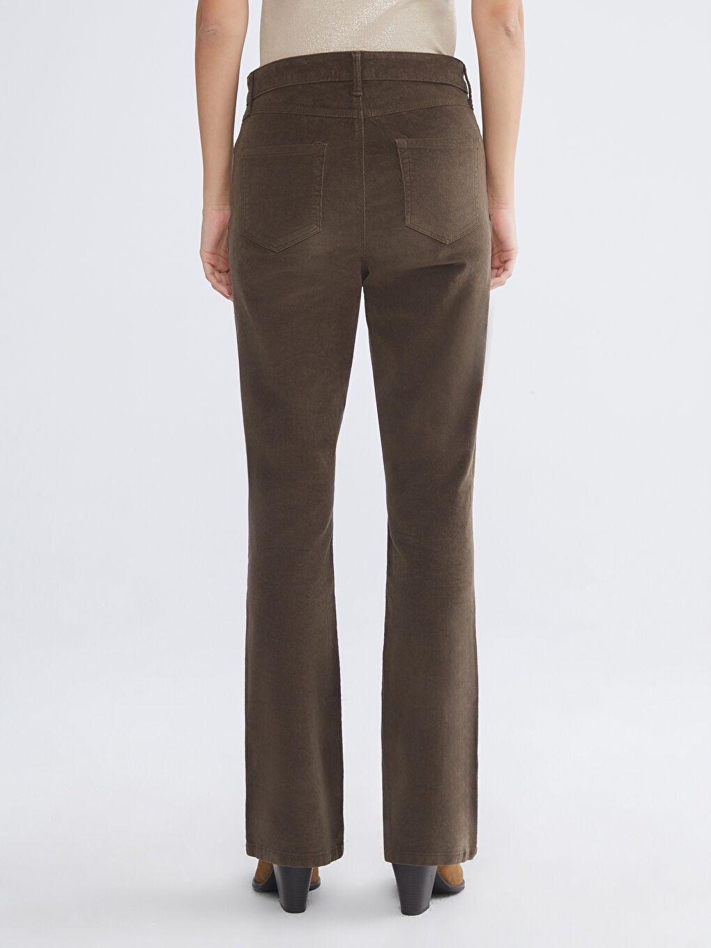 Slim Fit Velvet Women's Trousers-3