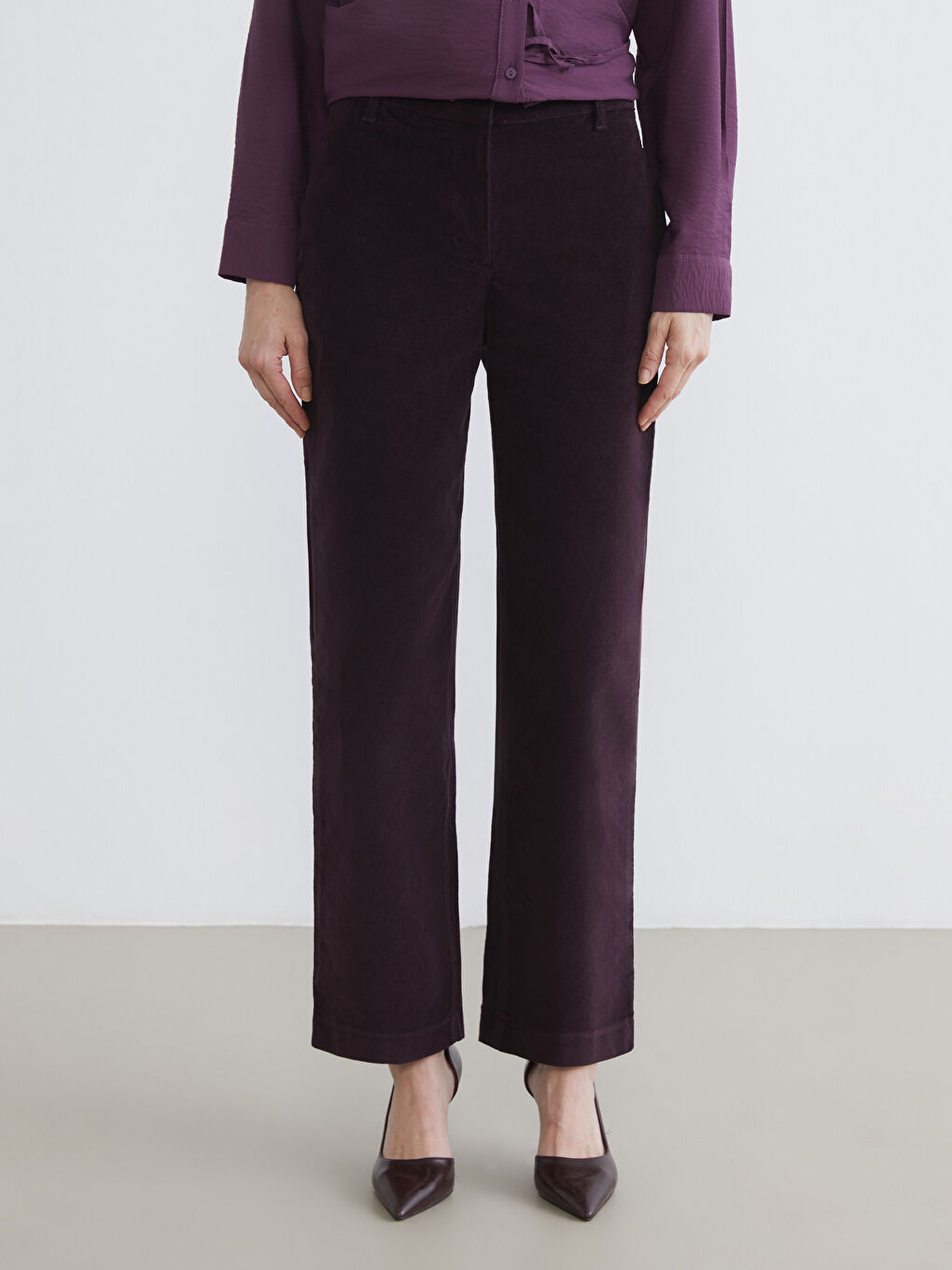 Standard Fit Corduroy Women's Trousers-1