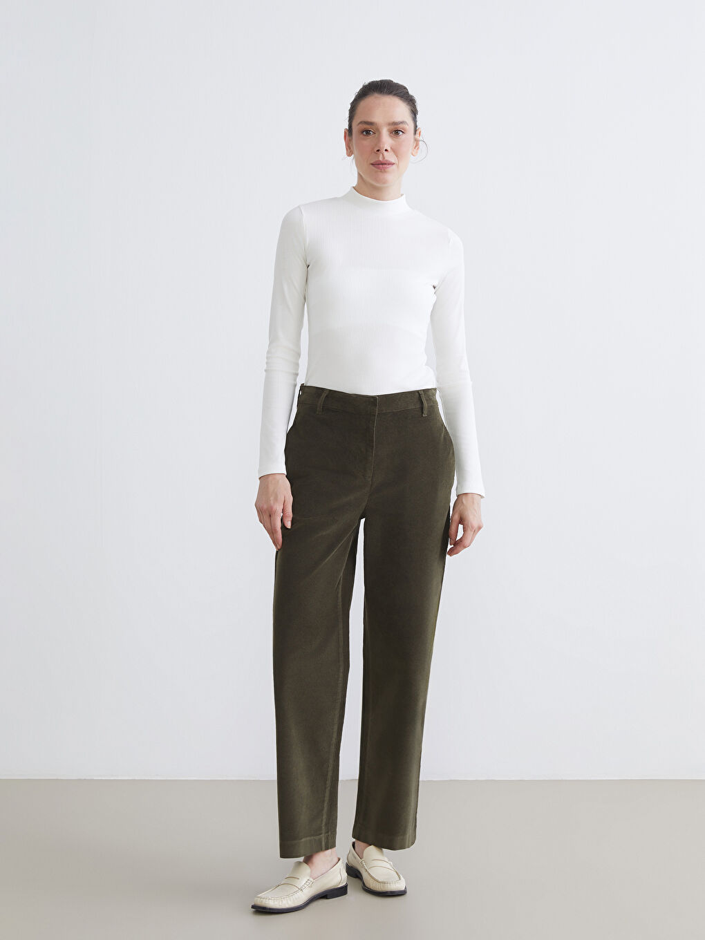 Standard Fit Corduroy Women's Trousers-0