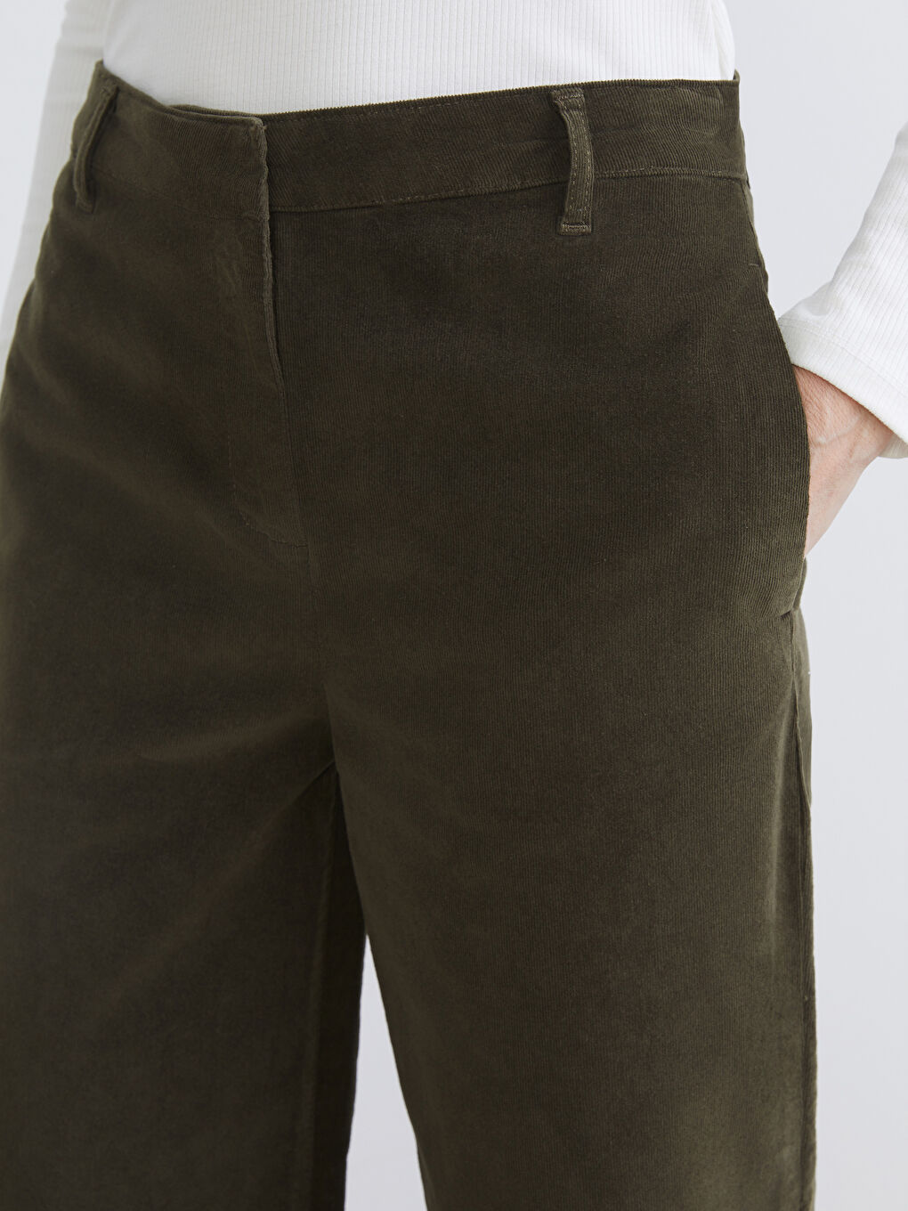 Standard Fit Corduroy Women's Trousers-2