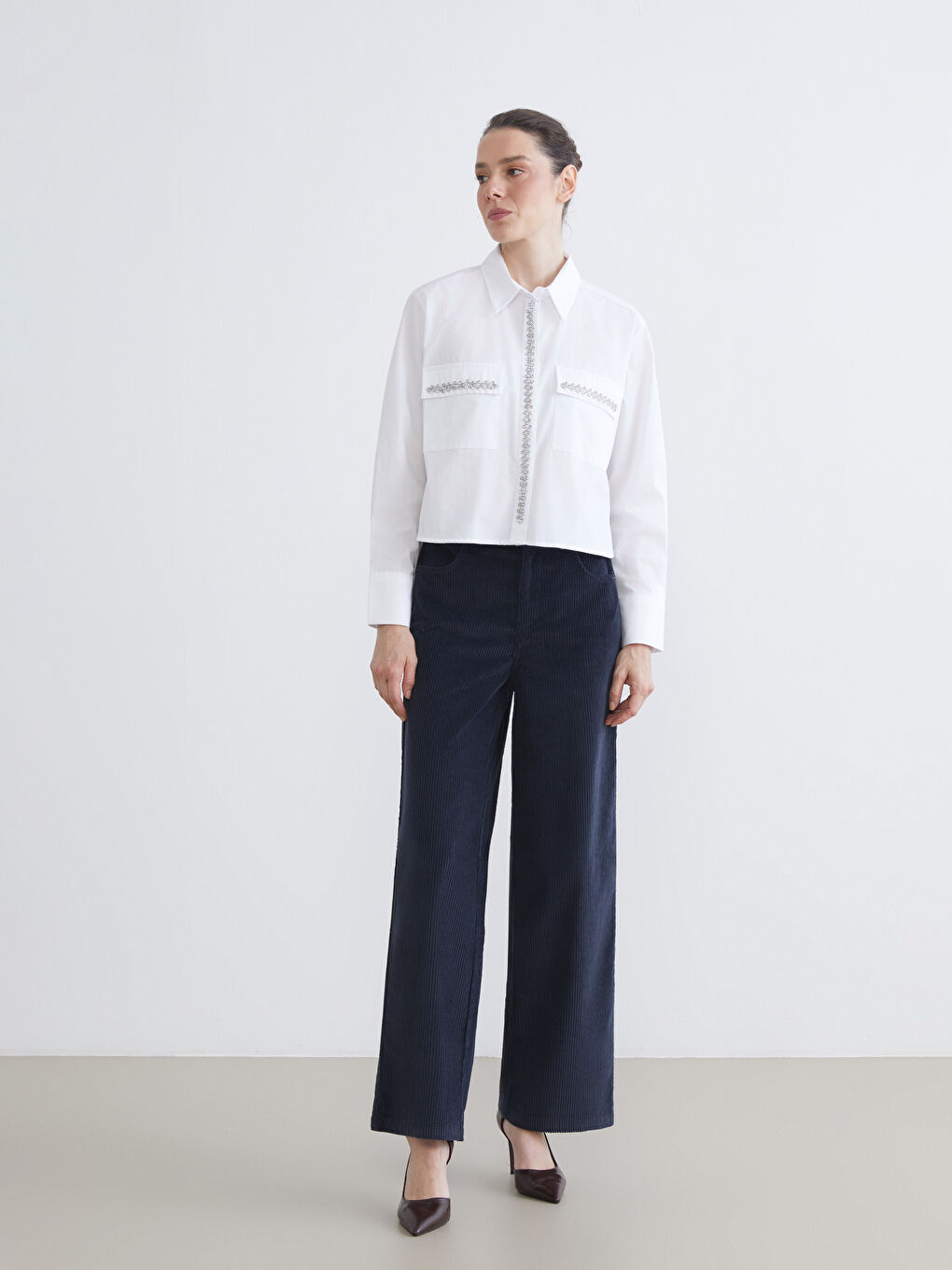 Pantalone od somota sa elastičnim strukom za žene