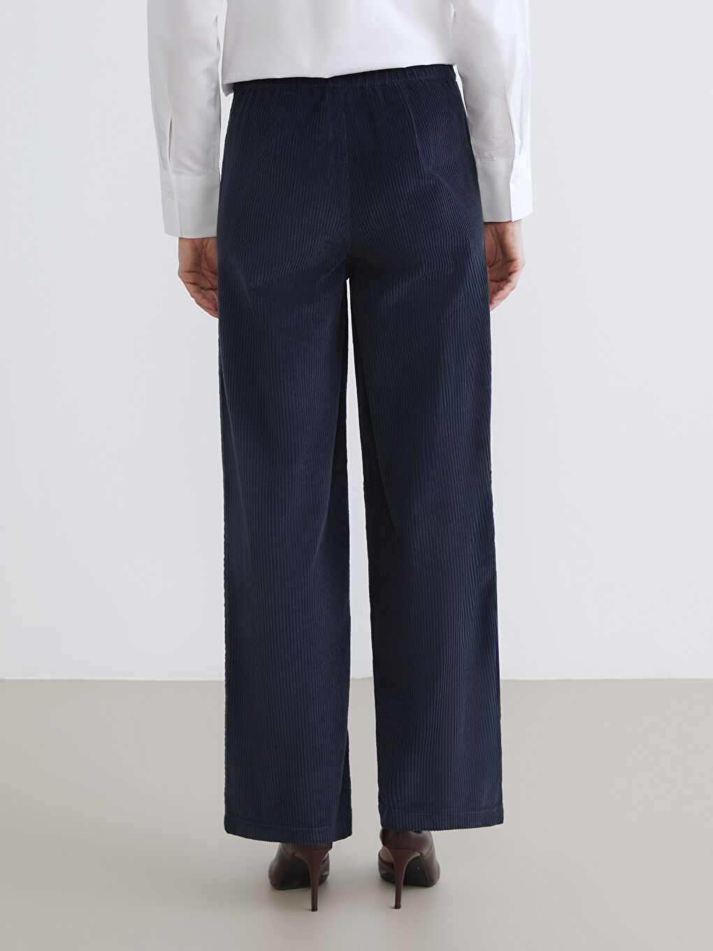 Pantalone od somota sa elastičnim strukom za žene-3