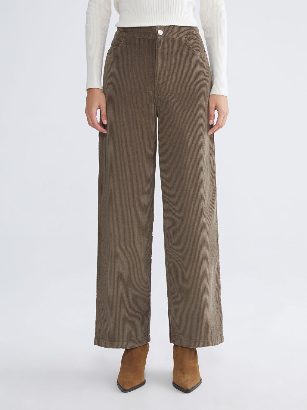 Elasticated Waist Velvet Women's Trousers-1