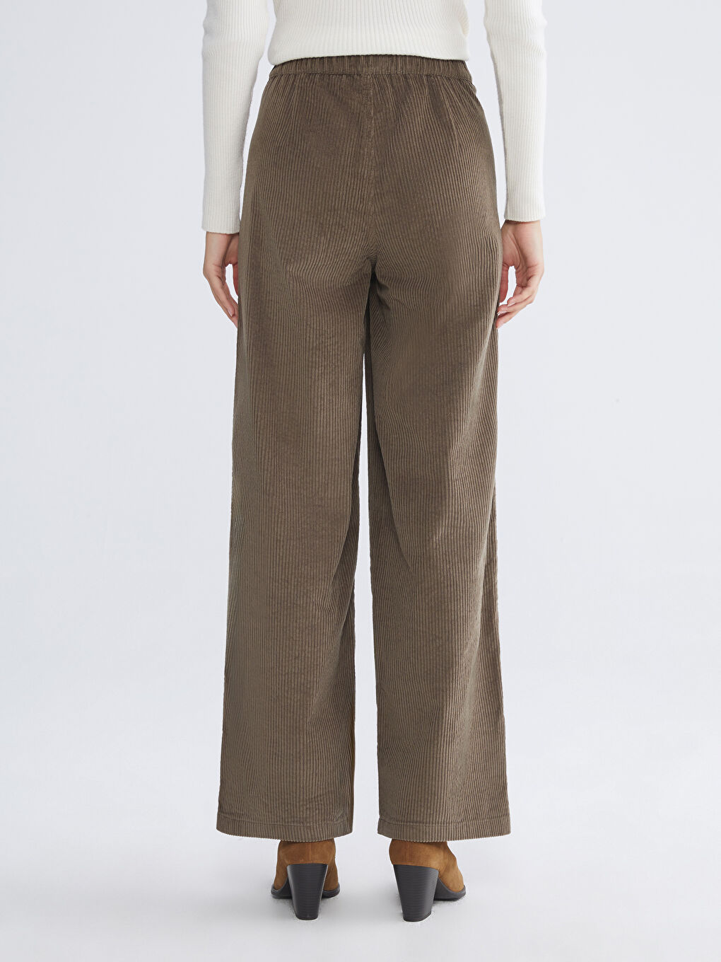 Elasticated Waist Velvet Women's Trousers-3