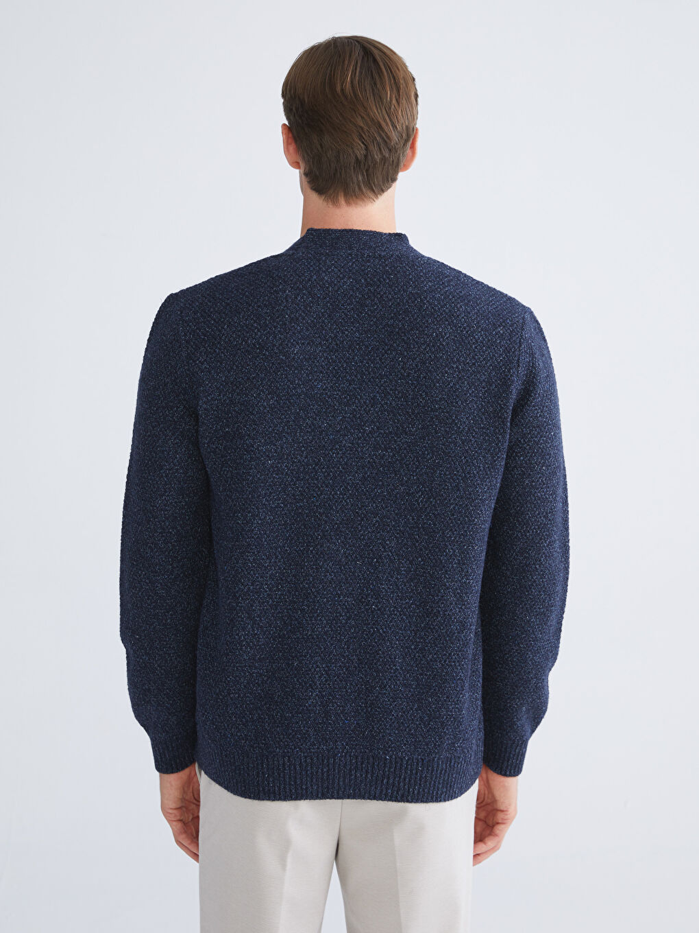 Lacivert Standart Kalıp V Yaka Erkek Triko Hırka-3