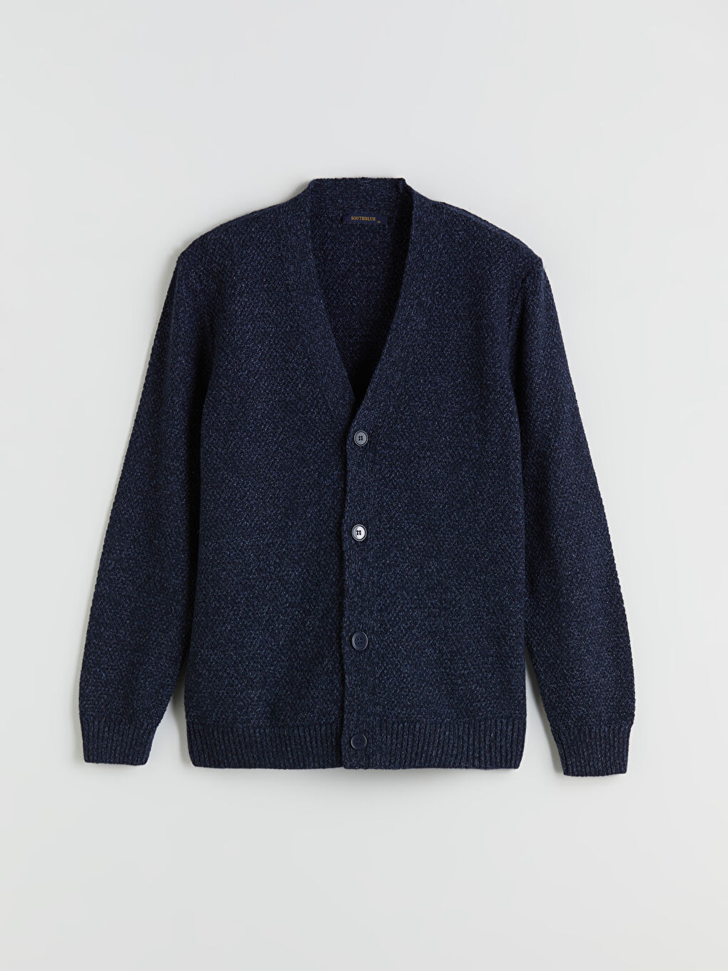 Lacivert Standart Kalıp V Yaka Erkek Triko Hırka-4