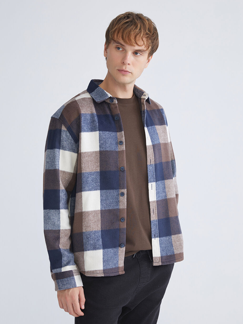 Regular Fit Long Sleeve Plaid Men's Flannel Shirt