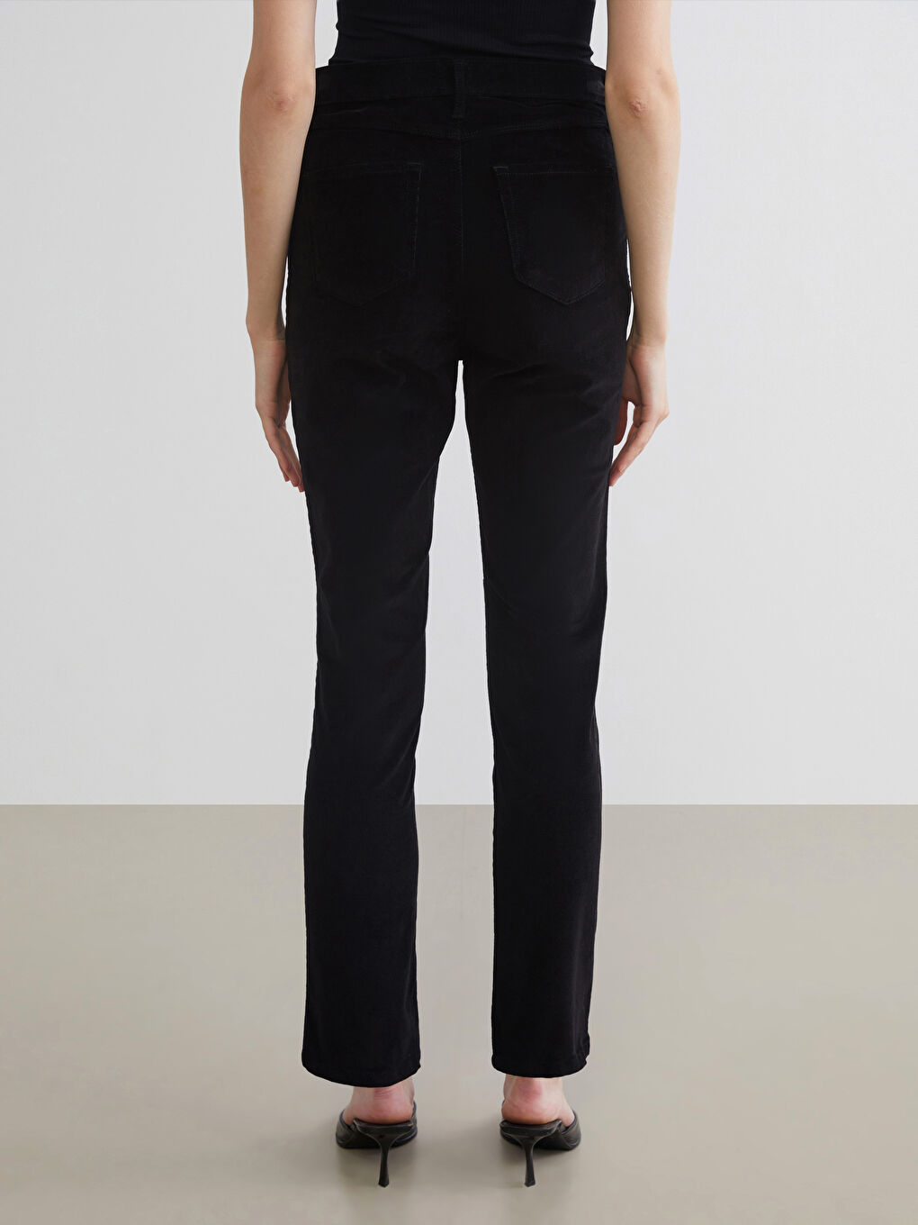 Slim Fit Velvet Women's Trousers-3