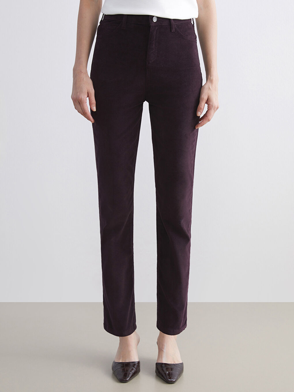 Uske Somotne Pantalone za Žene-1