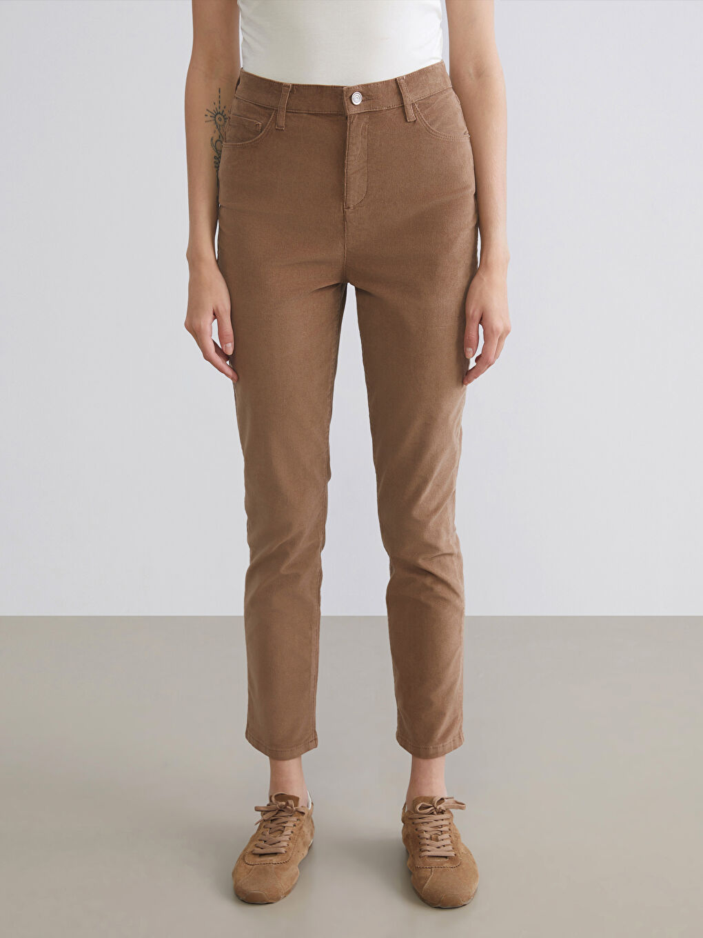 Slim Fit Velvet Women's Trousers-2