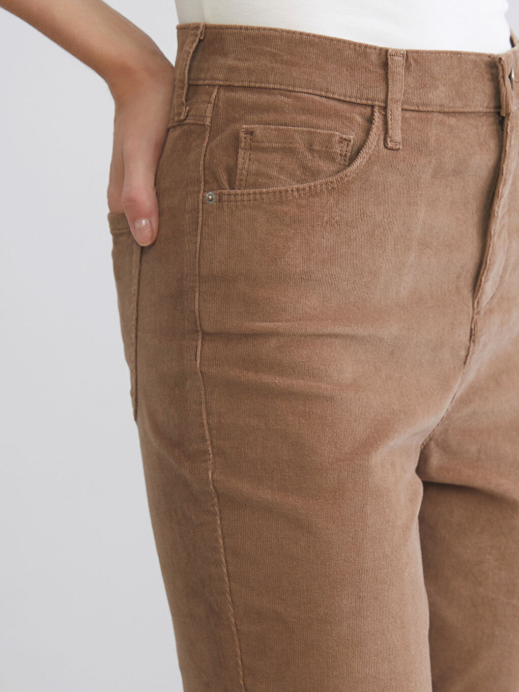 Slim Fit Velvet Women's Trousers-3