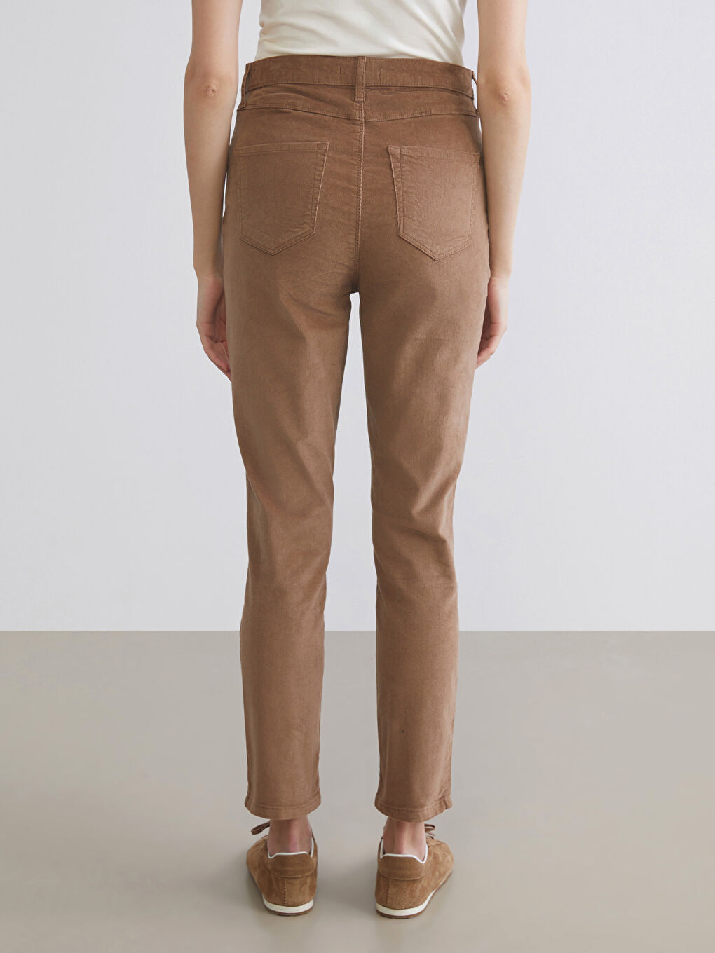 Slim Fit Velvet Women's Trousers-4