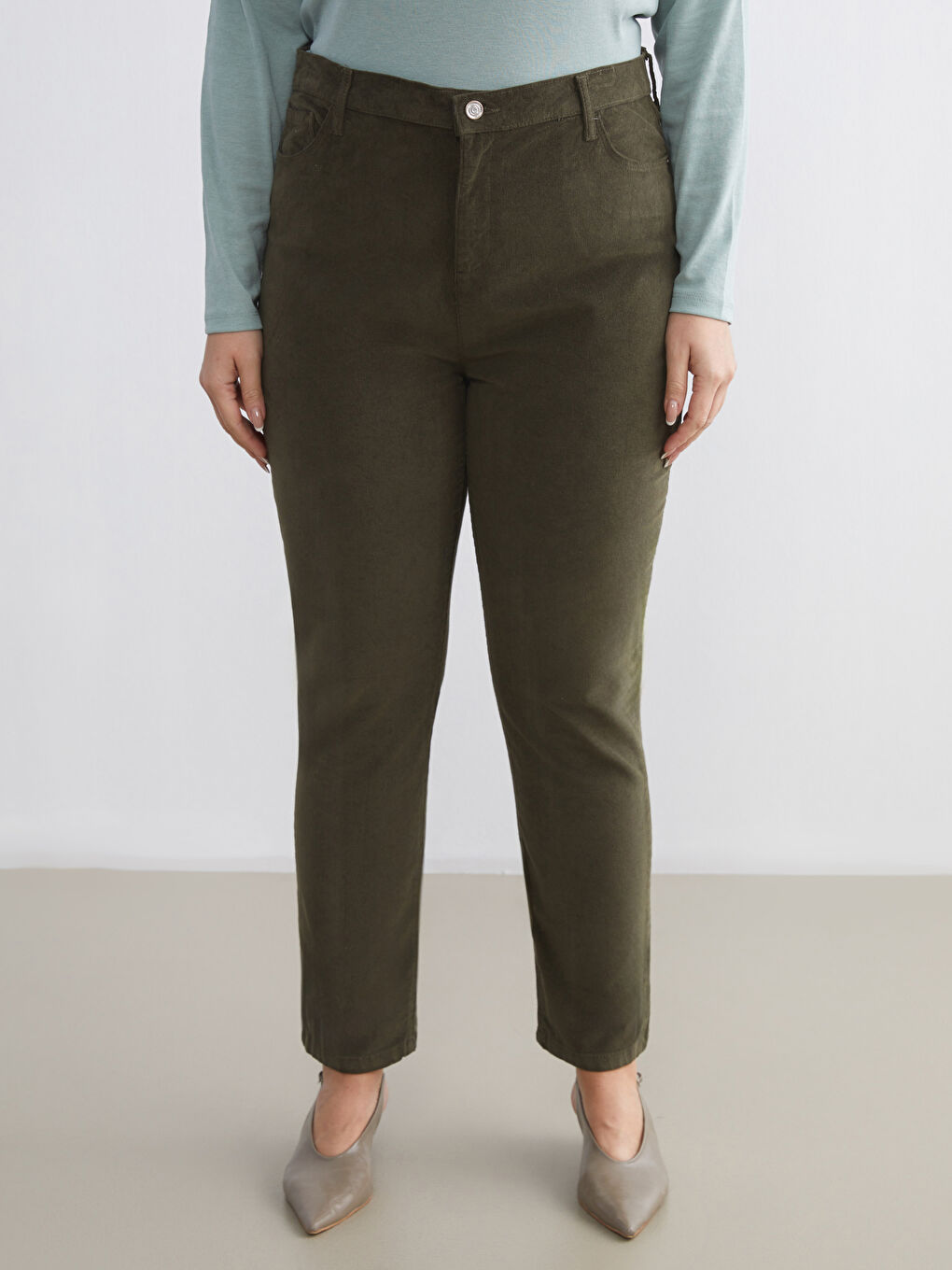 Slim Fit Velvet Women's Trousers-5