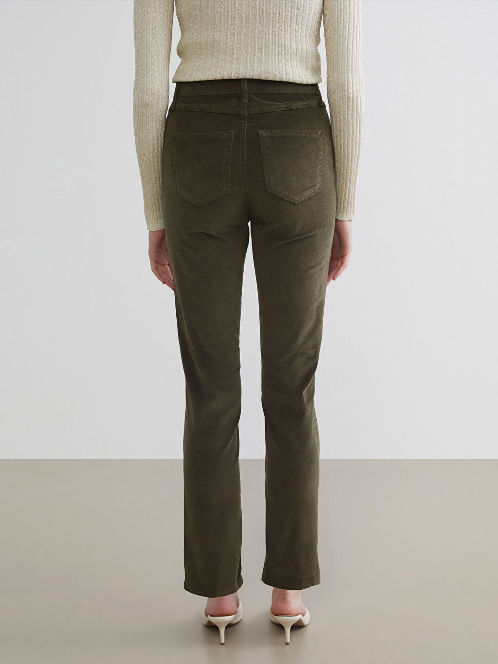 Slim Fit Velvet Women's Trousers-4