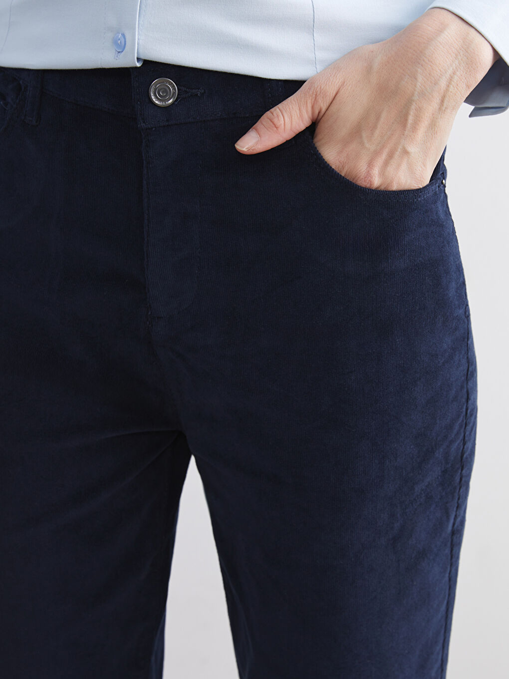 Slim Fit Velvet Women's Trousers-2