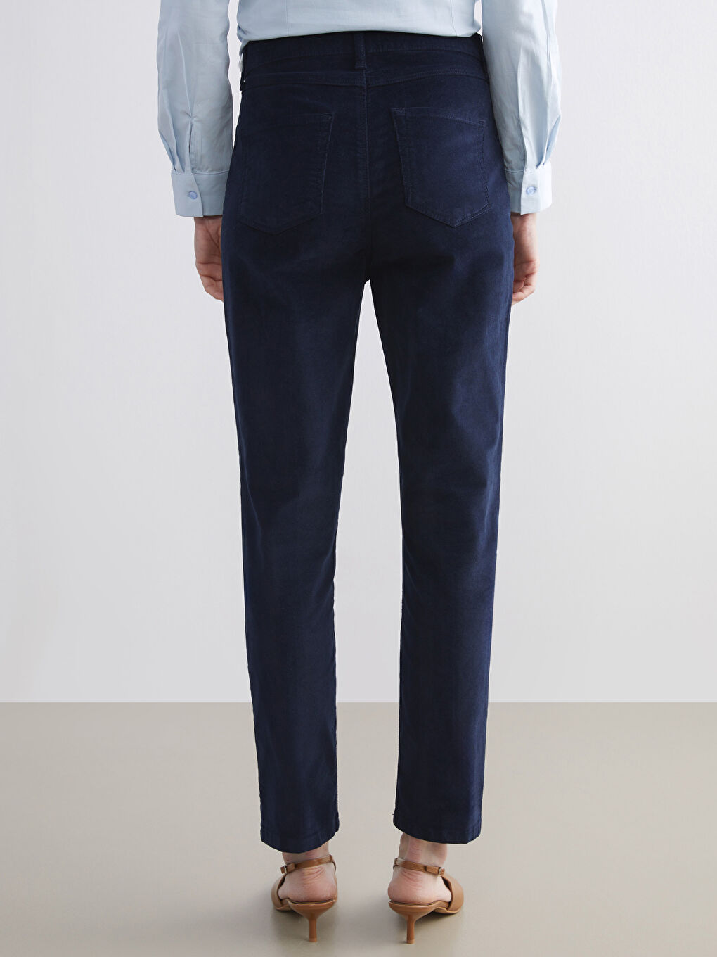 Slim Fit Velvet Women's Trousers-3