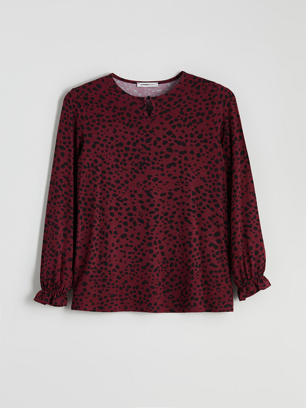 Plus Size Crew Neck Patterned Blouse-8