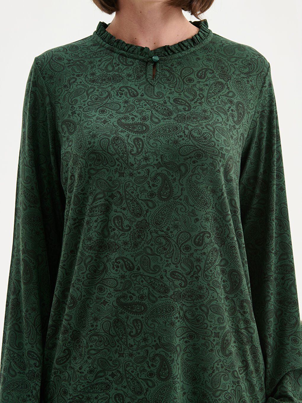 Crew Neck Patterned Blouse-3