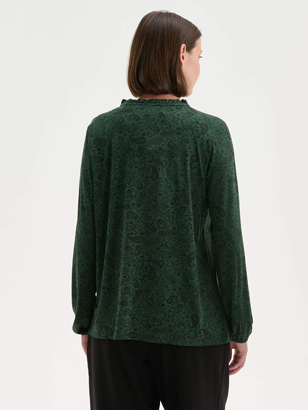 Crew Neck Patterned Blouse-4