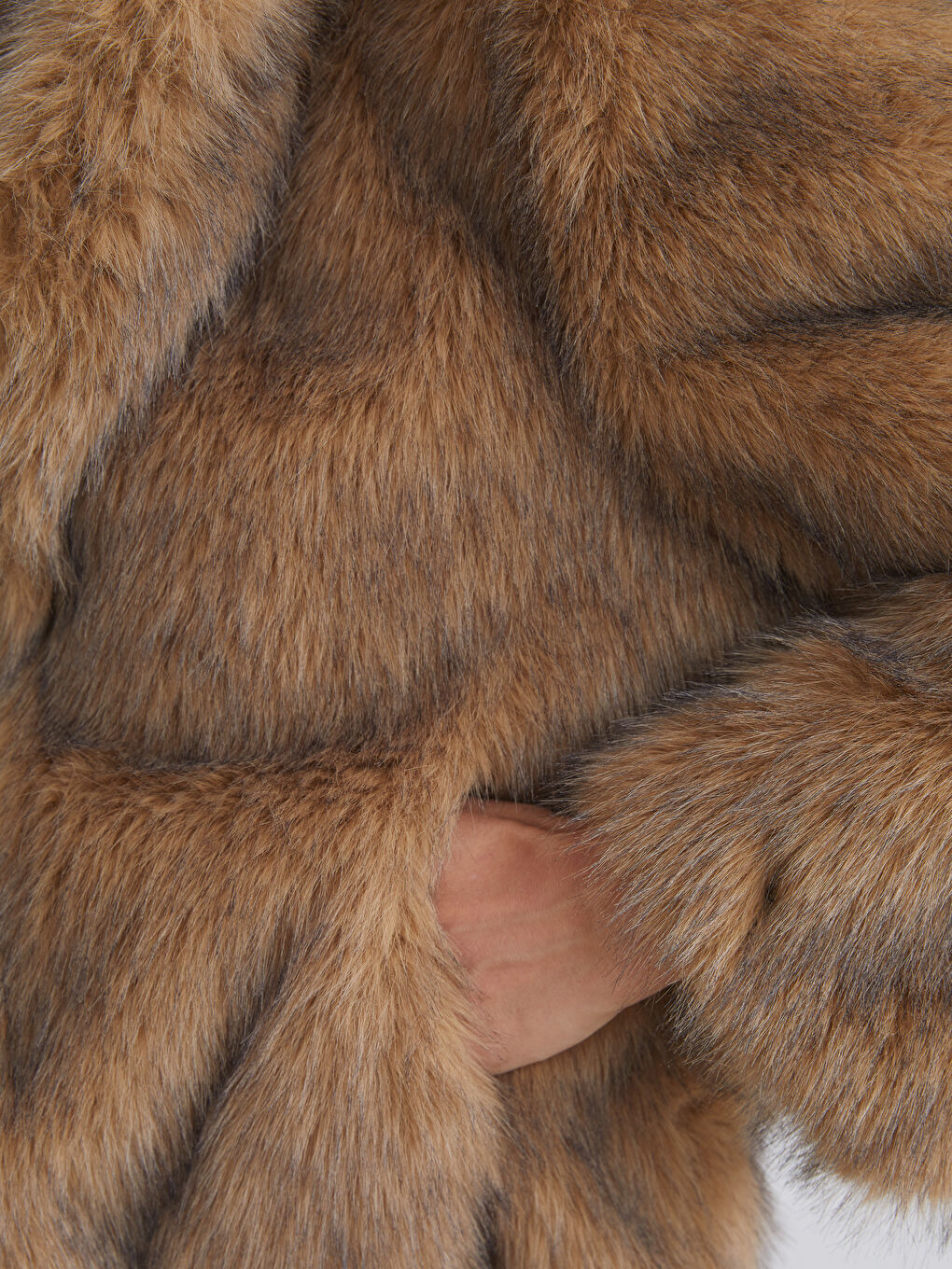 Kahverengi Ceket Yaka Kadın Kürk Mont-2