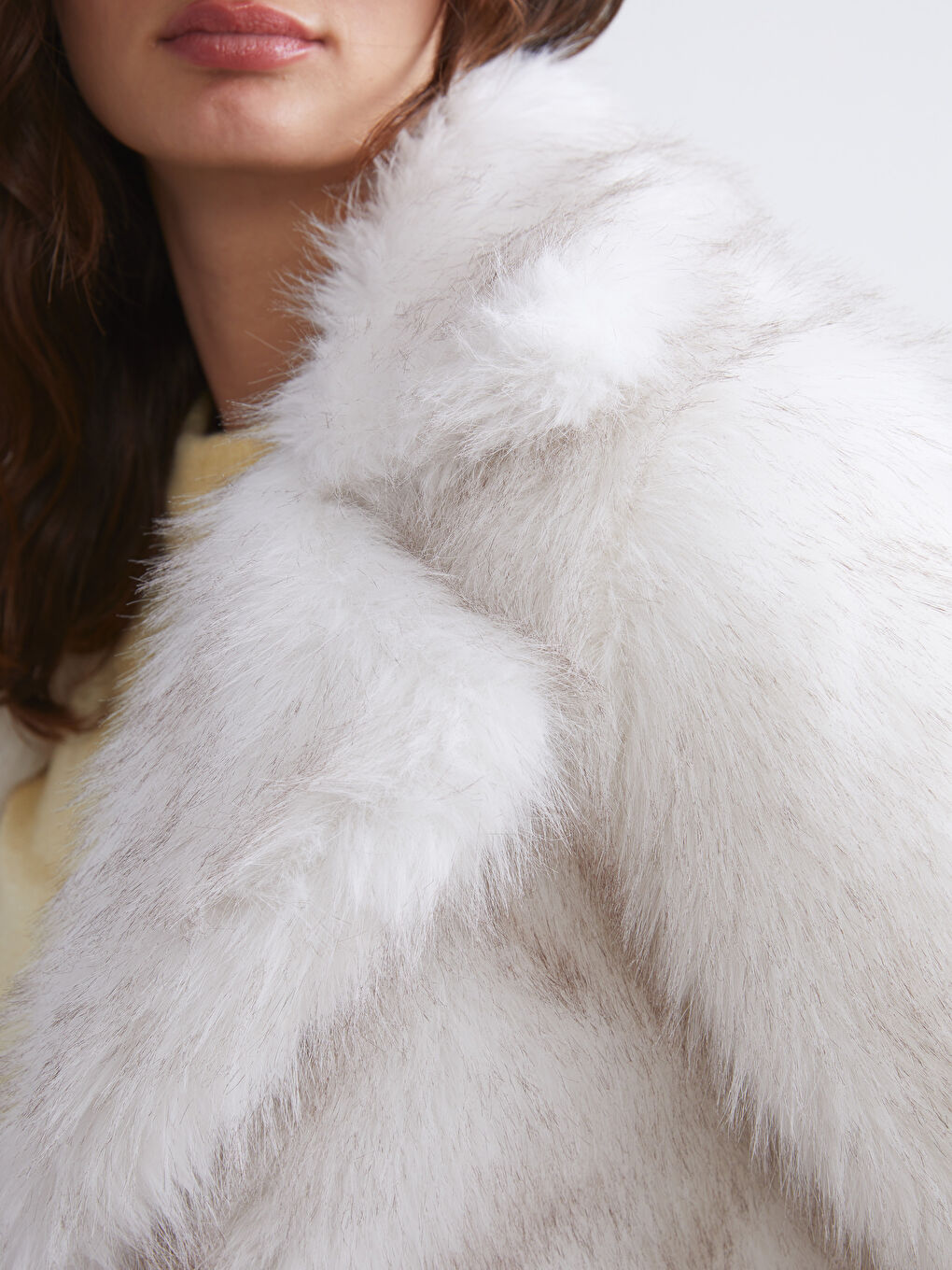Jacket Neck Women's Fur Overcoat-2