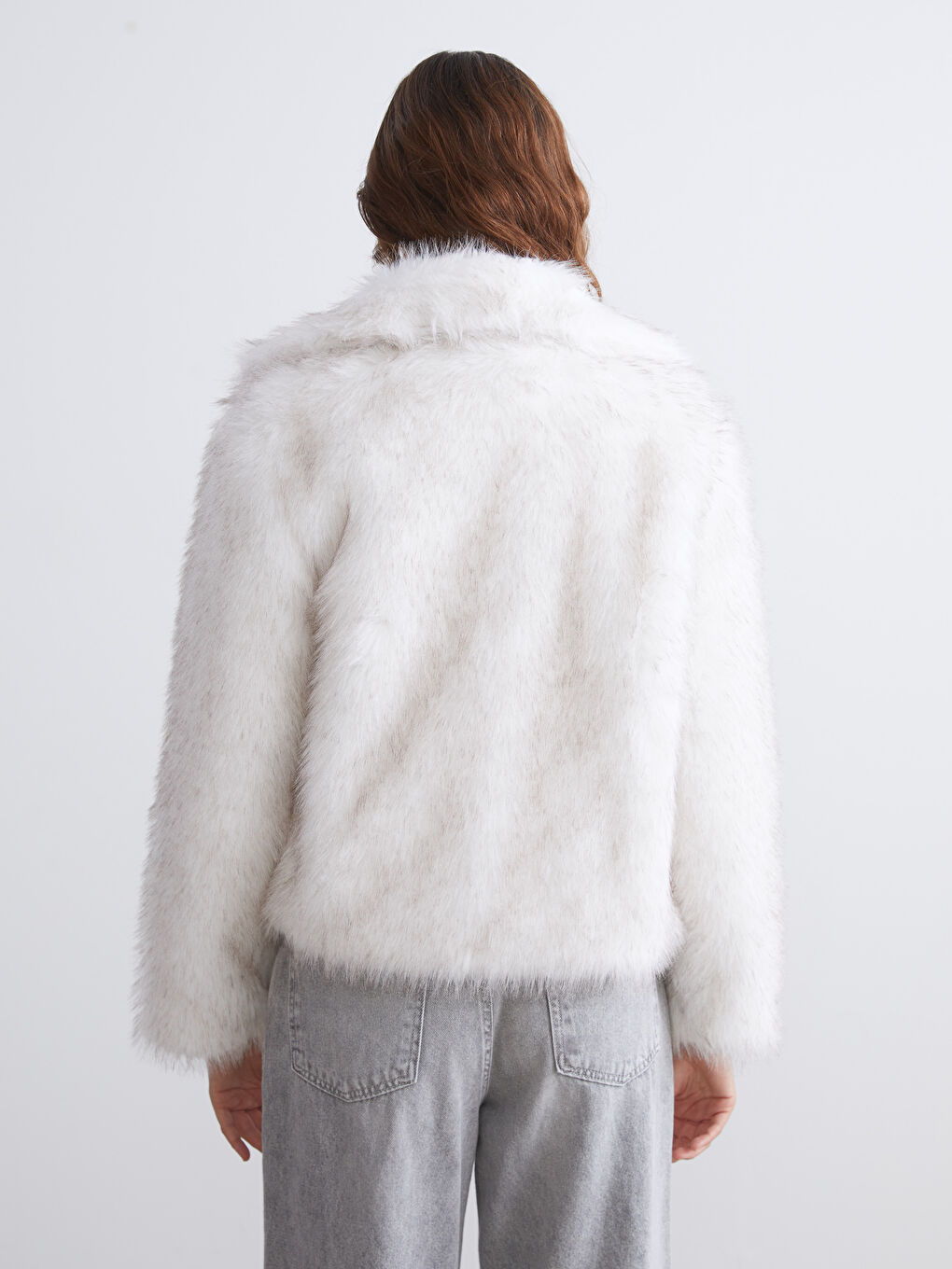 Jacket Neck Women's Fur Overcoat-4