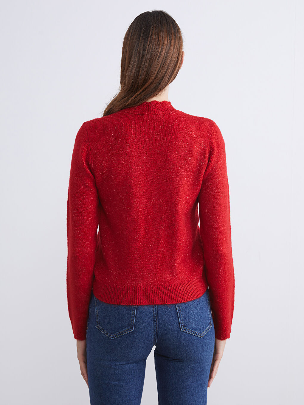 Әйелдерге арналған биік жағалы трикотаж жемпір-3