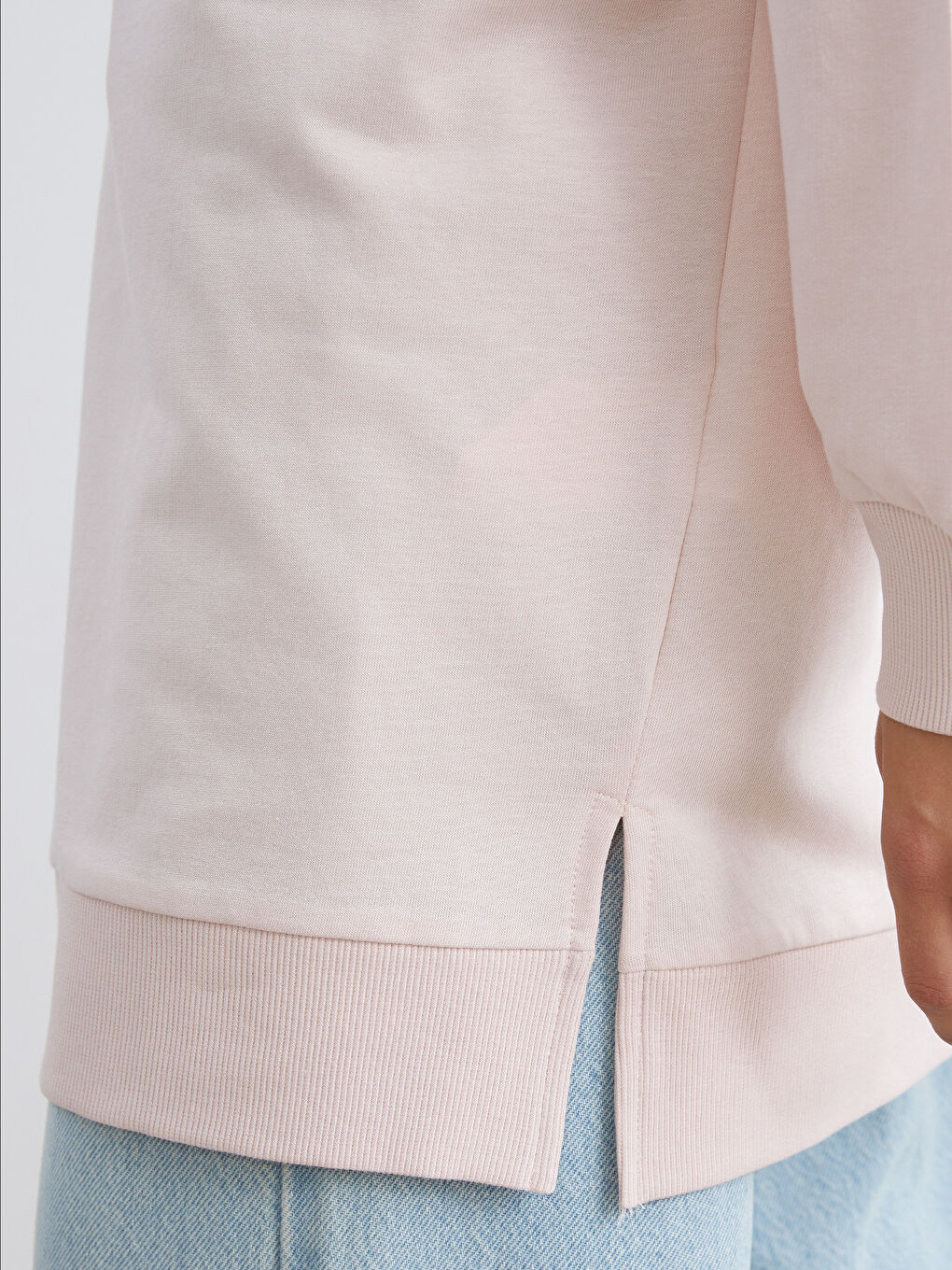 Pembe Bisiklet Yaka Baskılı Kadın Sweatshirt Tunik-2