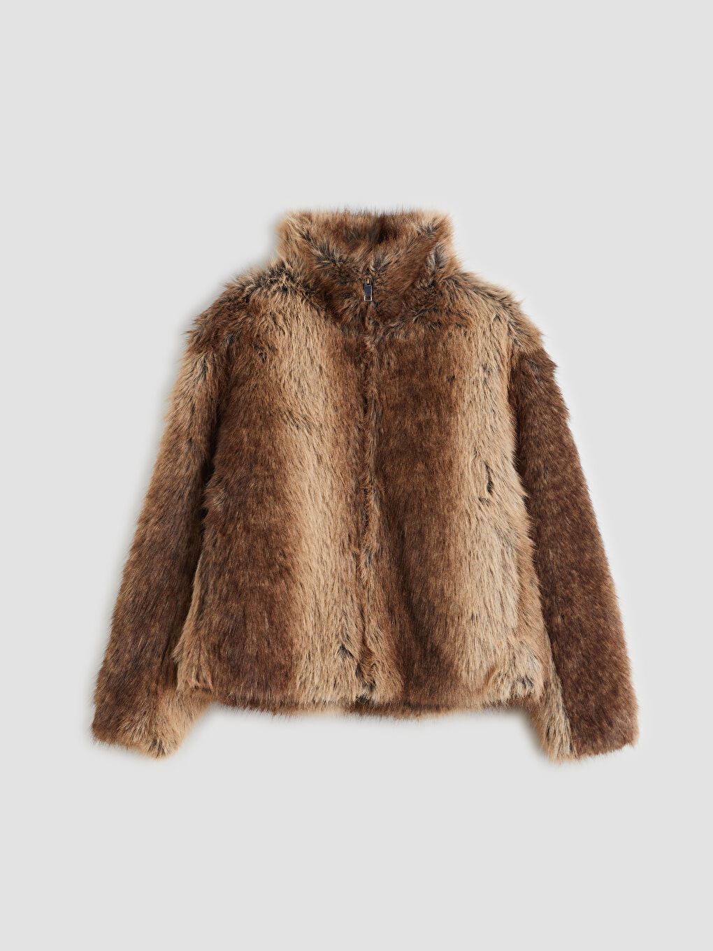 Bej Dik Yaka Kadın Kürk Mont-6