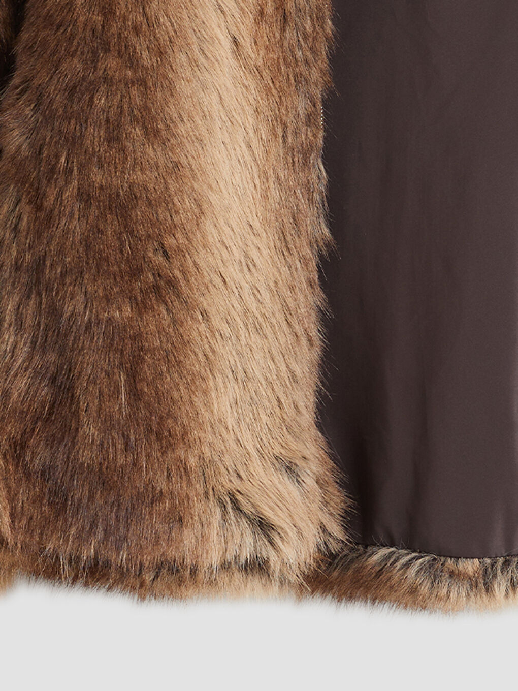 Bej Dik Yaka Kadın Kürk Mont-8