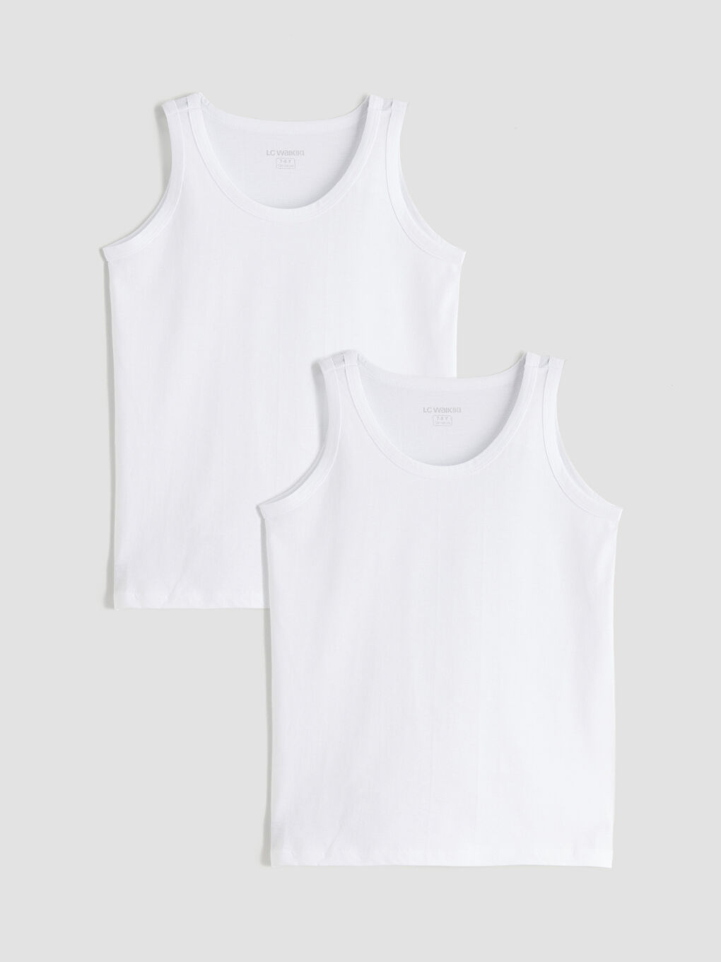 Beyaz Bisiklet Yaka Erkek Çocuk Atlet 2'li