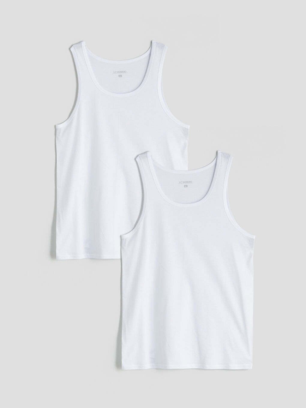 Beyaz U Yaka Penye Erkek Atlet 2'li-6