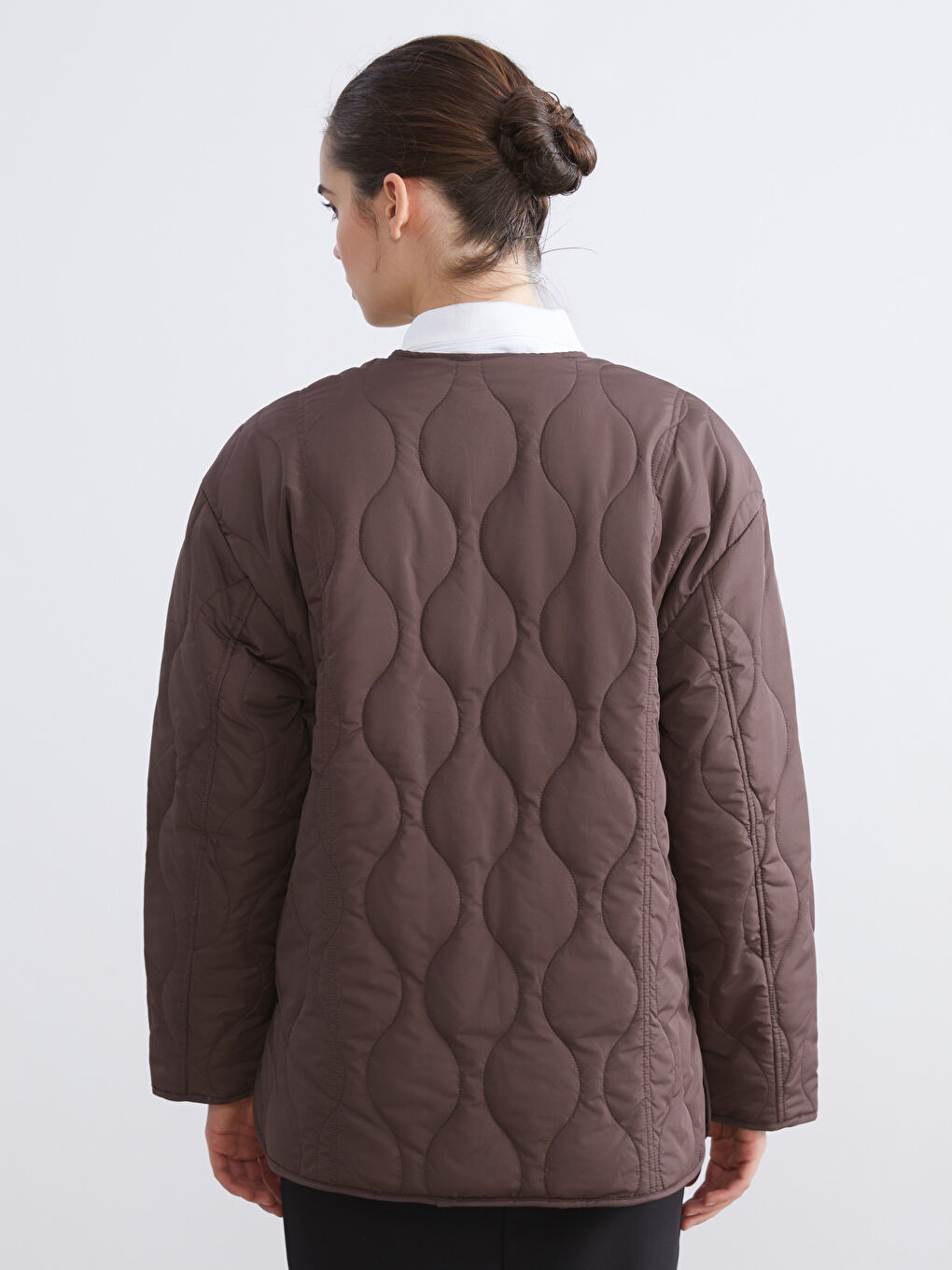 Crew Neck Quilted Oversize Women's Puffer Coat-5