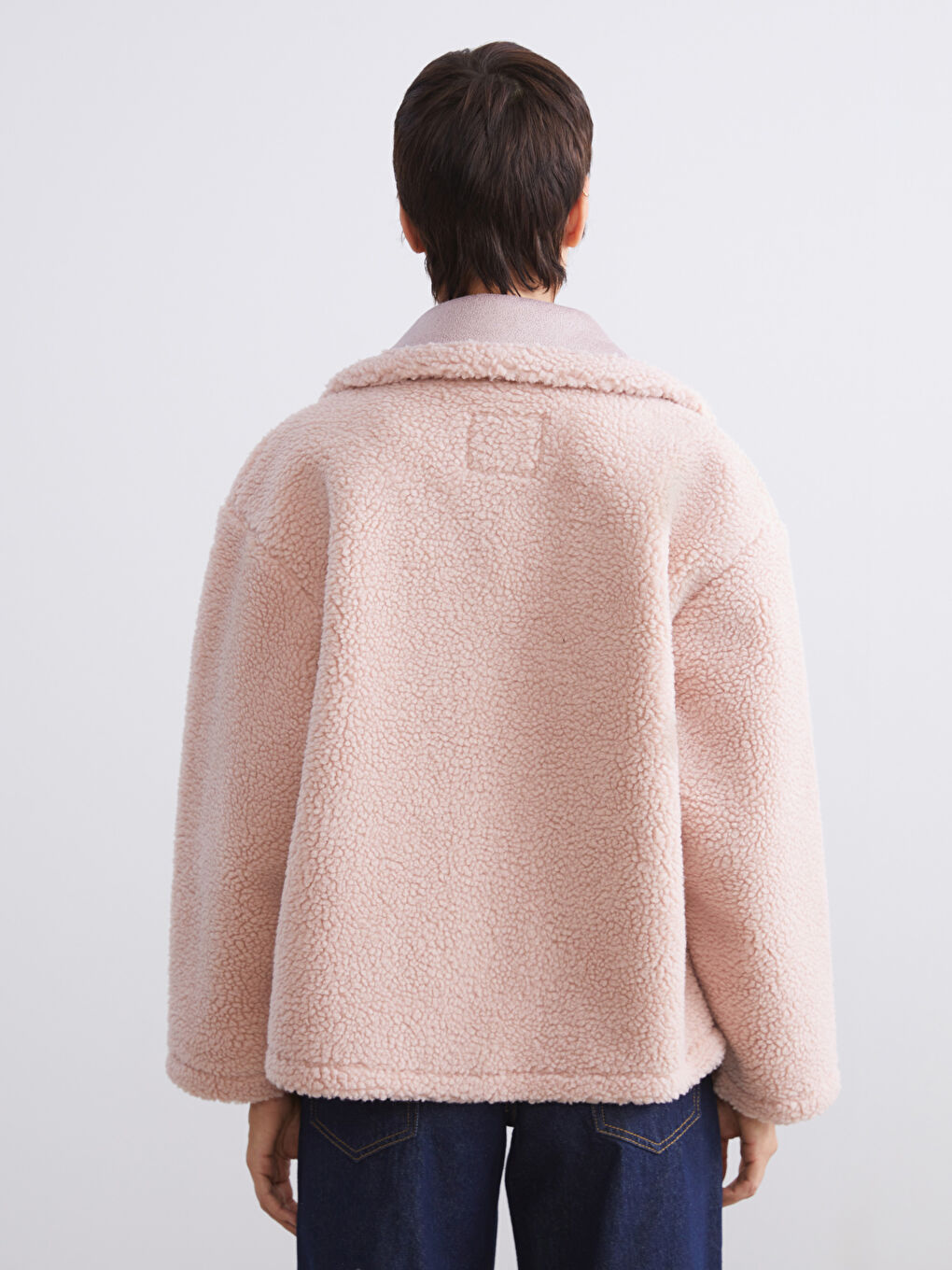 Jacket NeckPlain Long-Sleeve Women's Teddy Coat-4
