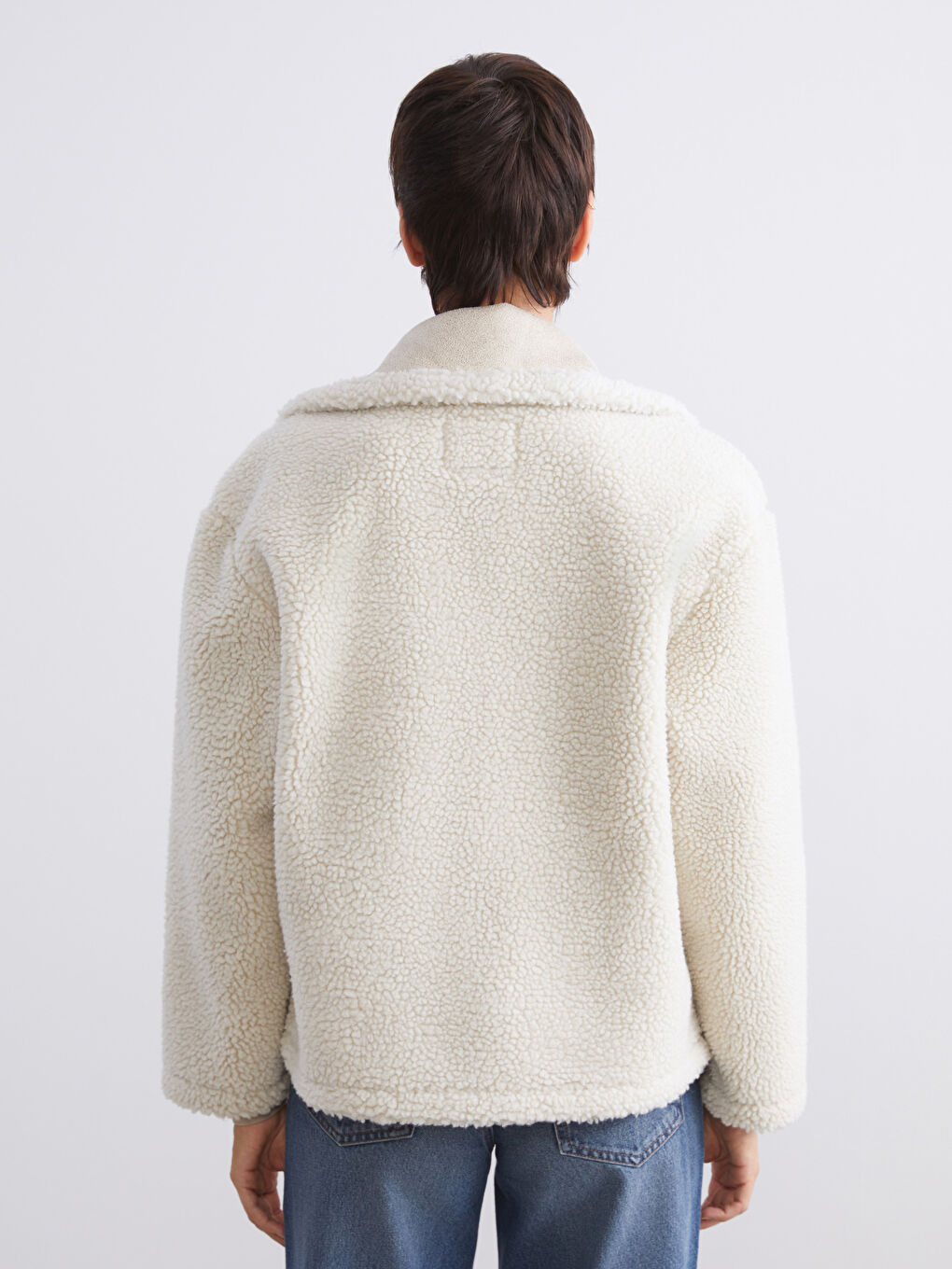 Jacket NeckPlain Long-Sleeve Women's Teddy Coat-4