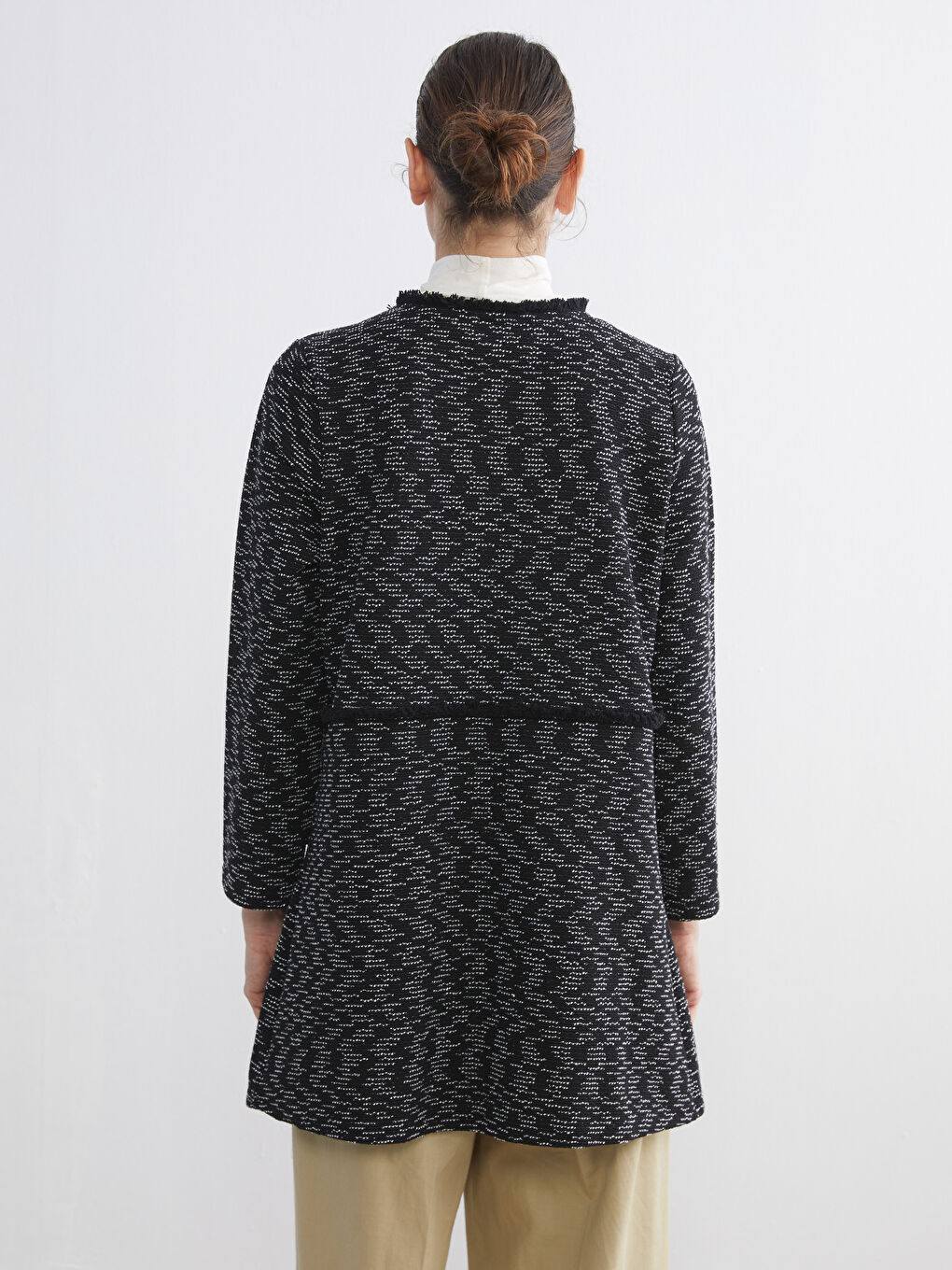 Crew Neck Patterned Women's Cardigan-4