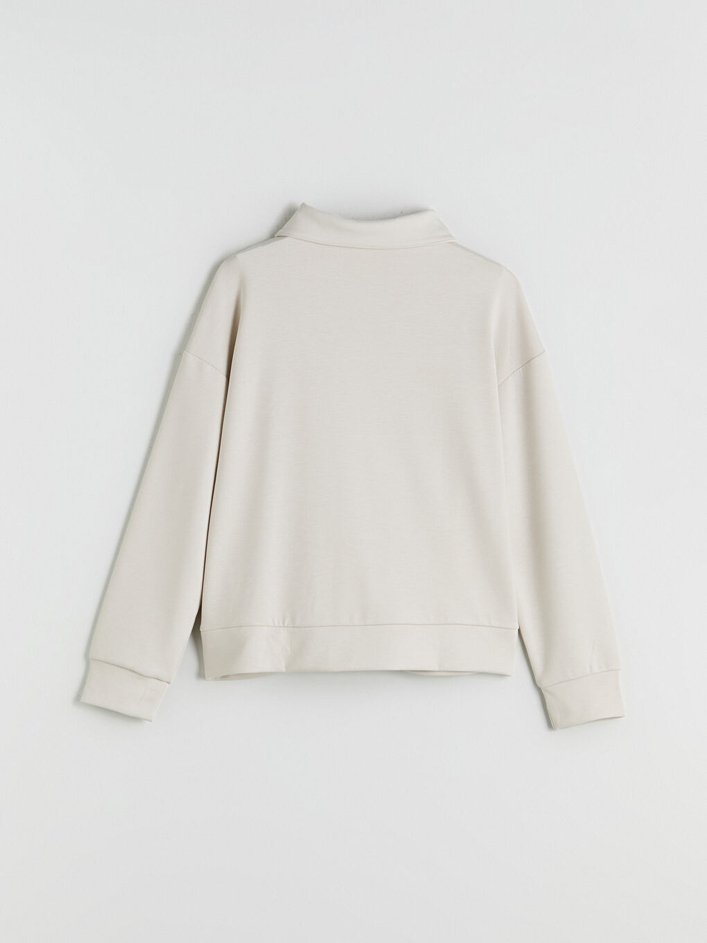 Gri Dik Yaka Kadın Sweatshirt-7