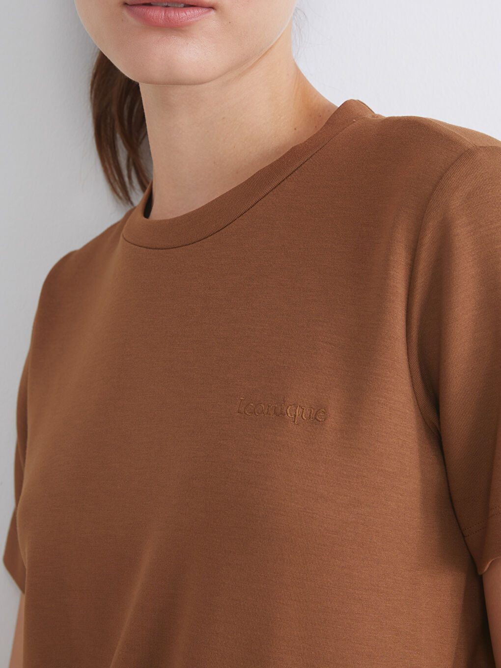 LCW Vision Crew Neck Embroidered Women's T-Shirt -W5I763Z8-HAK