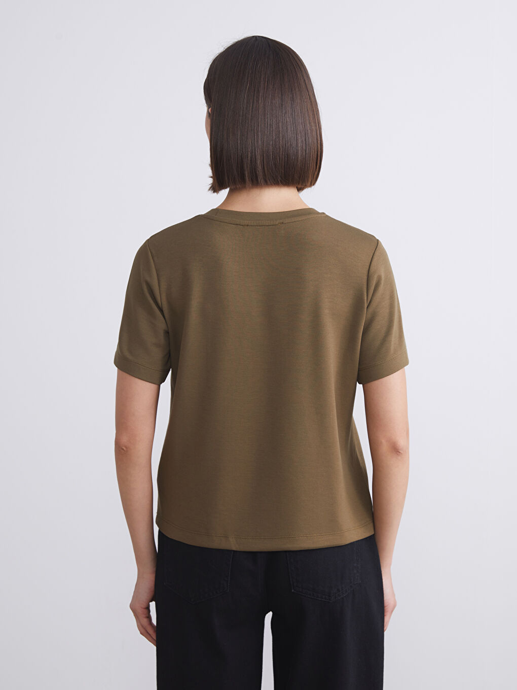 LCW Vision Crew Neck Embroidered Women's T-Shirt -W5I763Z8-HEE