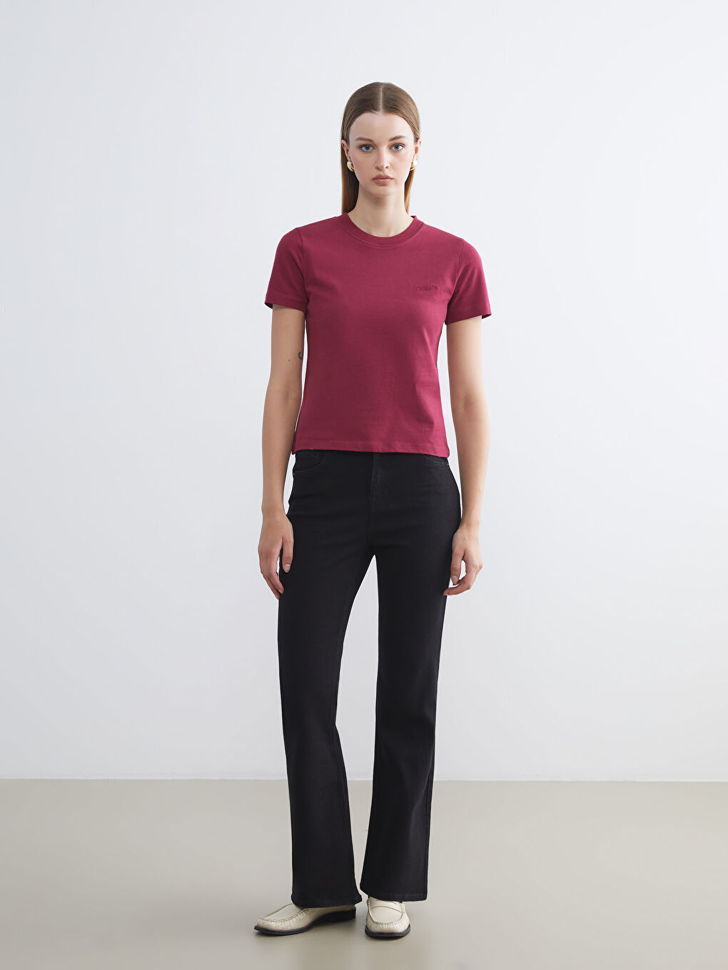 LCW Vision Crew Neck Women's T-Shirt -W5I764Z8-HFC