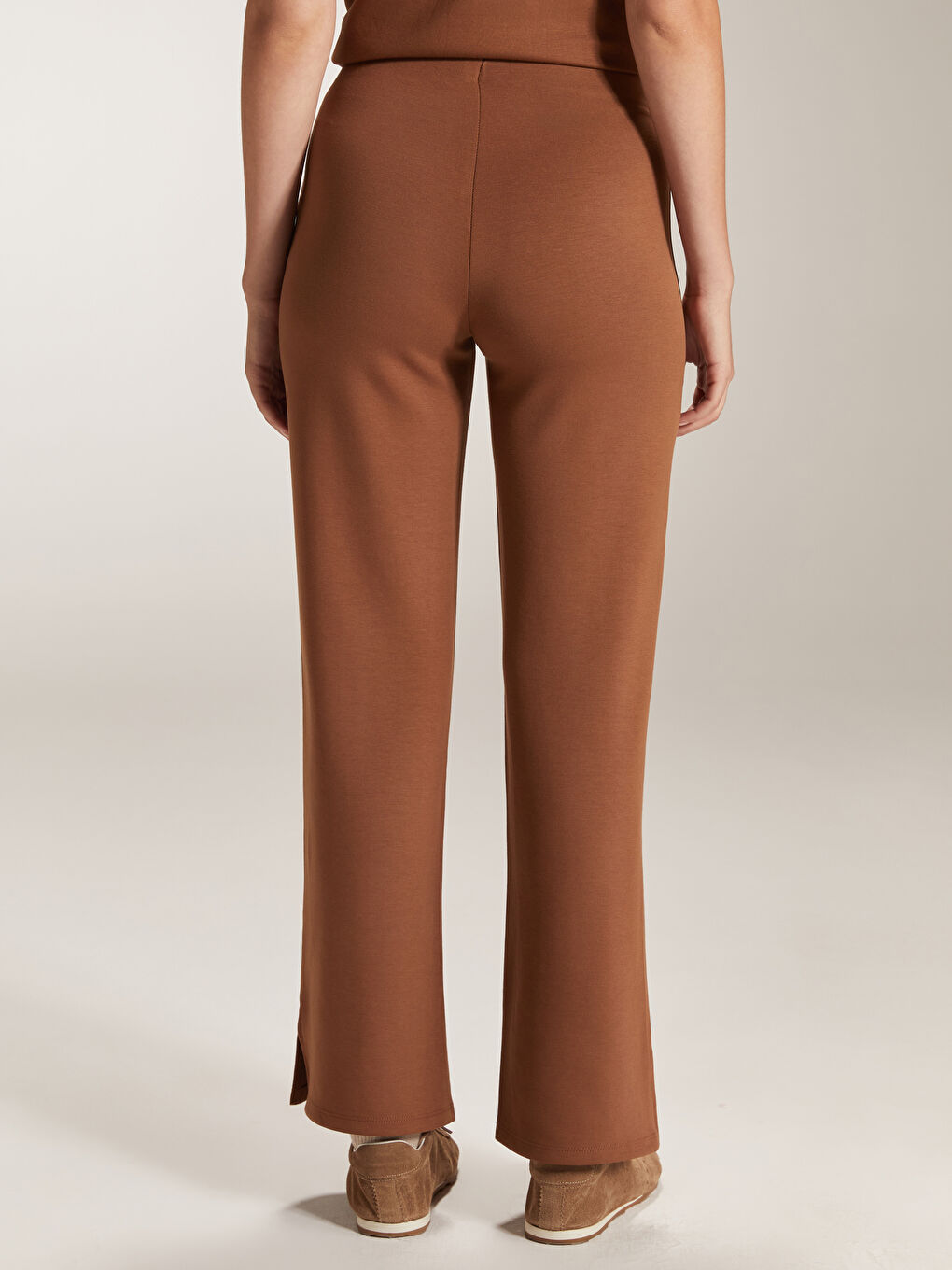 Kahverengi Dar Fit Kadın Pantolon-3