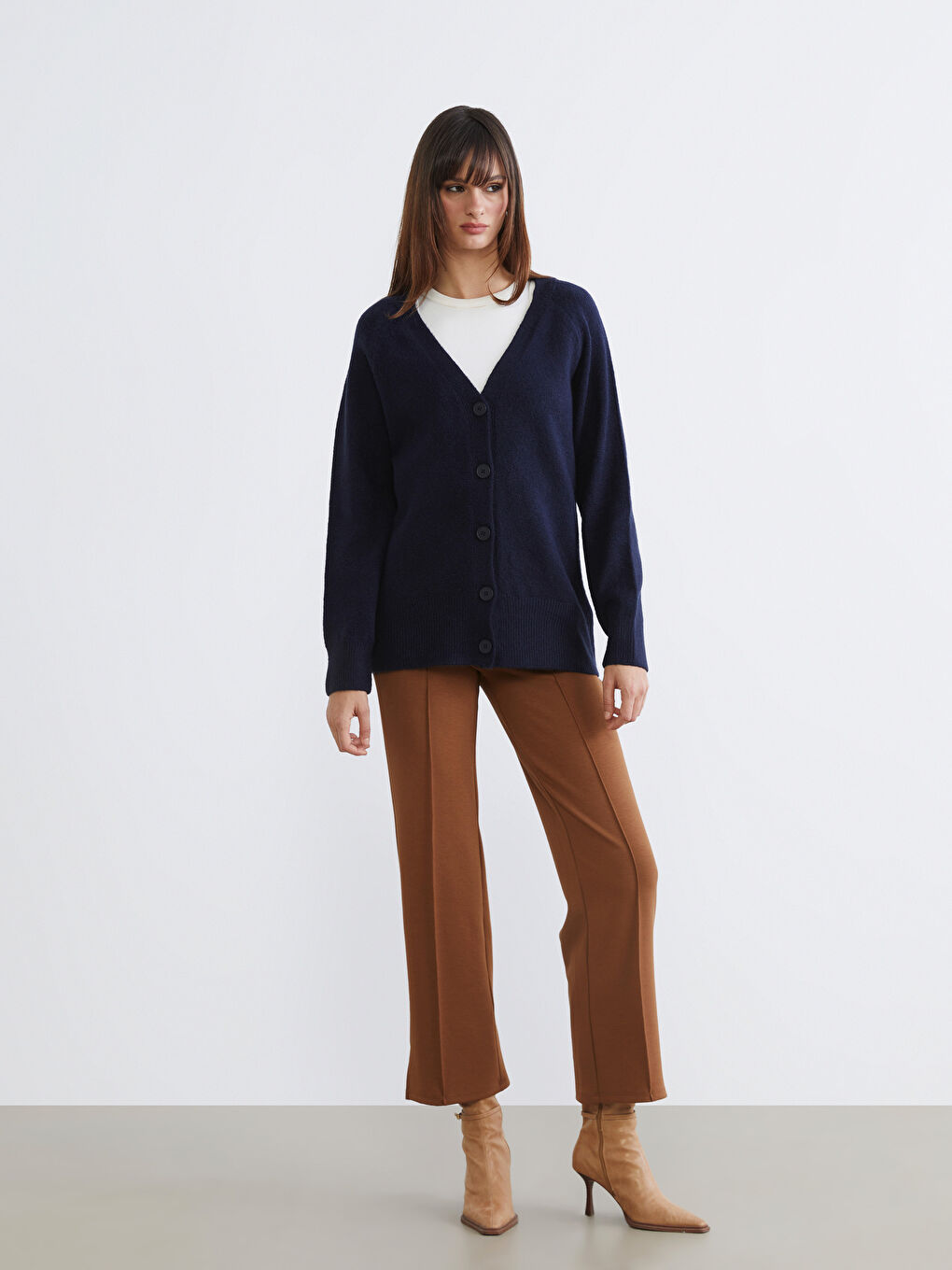 Kahverengi Dar Fit Kadın Pantolon-1