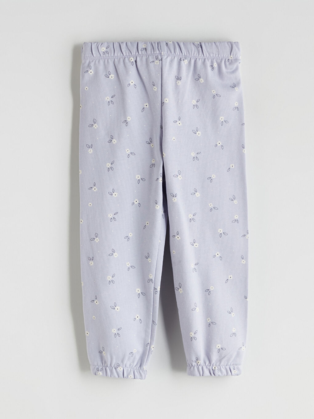 Lila Beli Lastikli Desenli Kız Çocuk Eşofman Altı